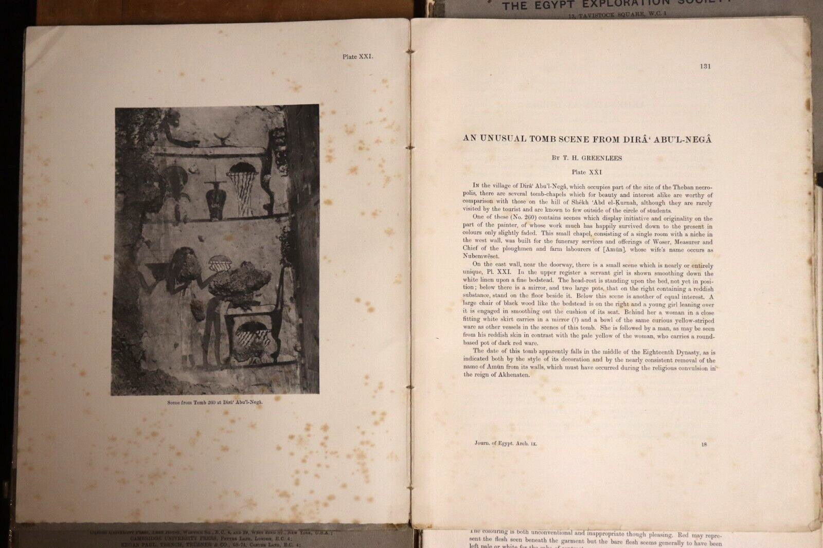 1923 4vol The Journal of Egyptian Archaeology Antiquarian History Journals