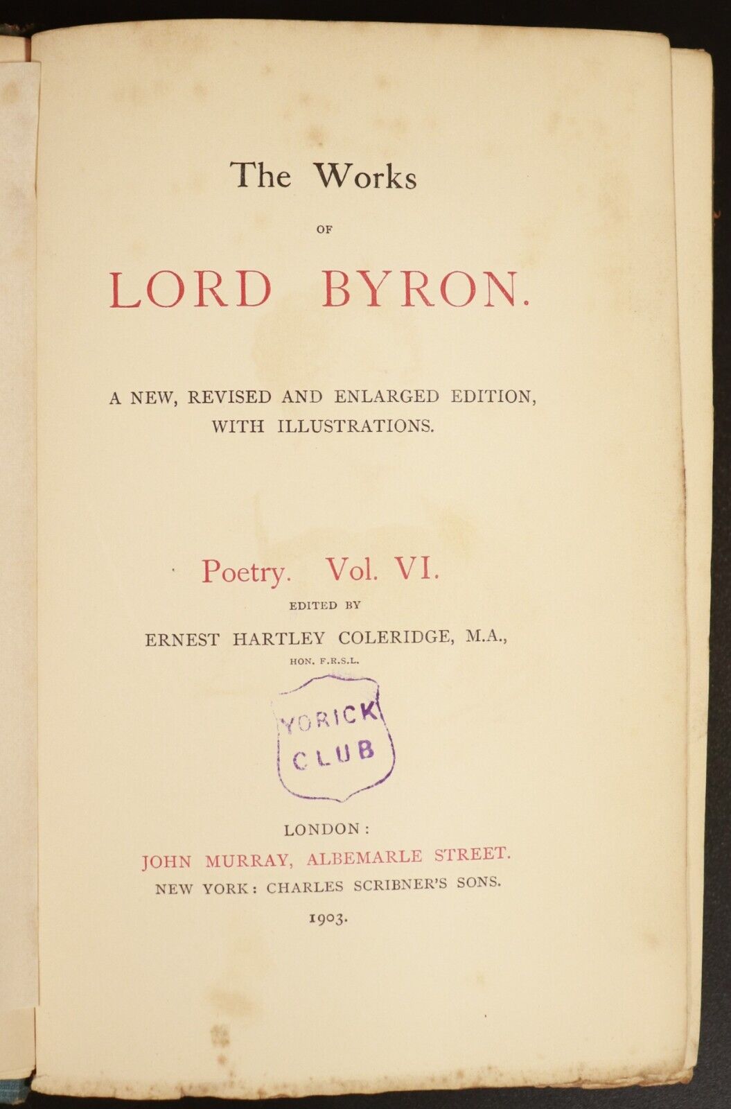 1898 6vol Works Of Lord Byron - Poetry - Edited by E.H. Coleridge Antique Books