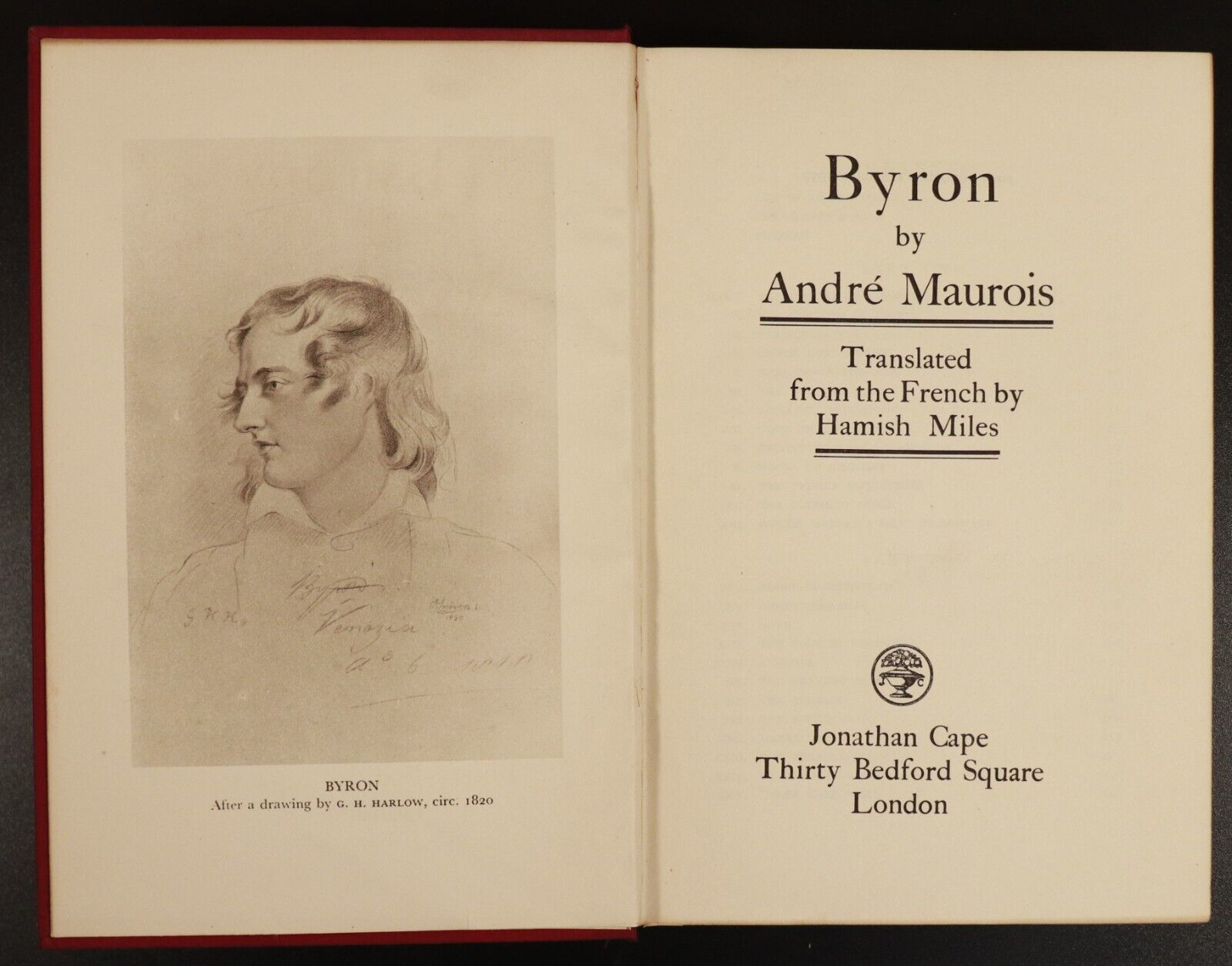 1930 Byron by Andre Maurois Antique British History Book Lord Byron - 0