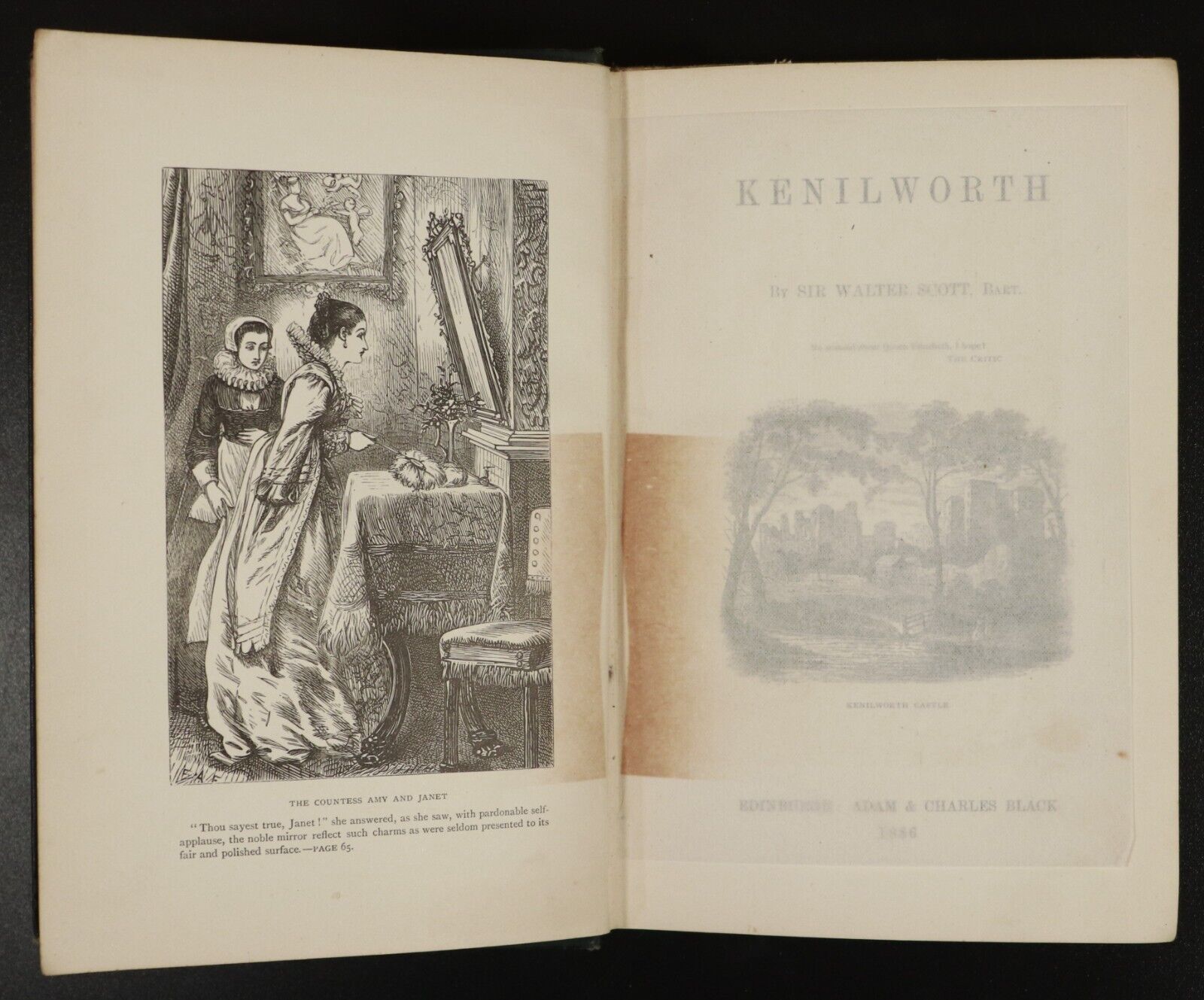 1886 Kenilworth by Walter Scott Antique Fiction Book Waverley Novels - 0