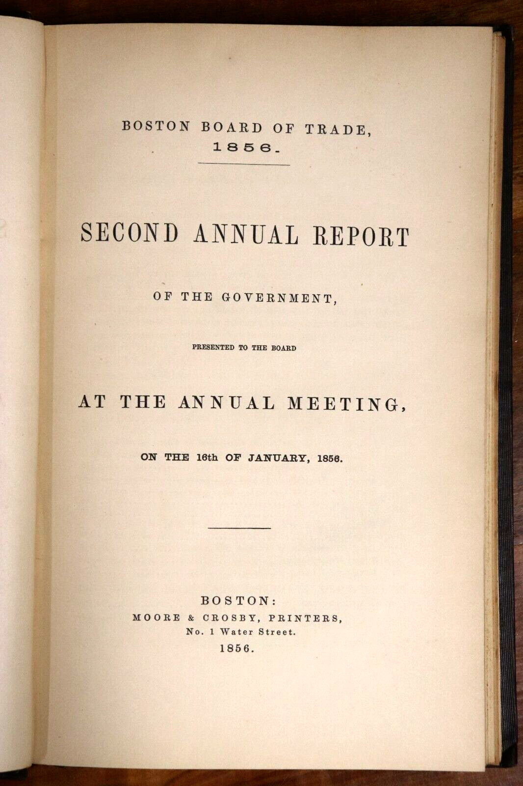 Boston Board Of Trade Annual Report - 1856 - Antique American History Book - 0