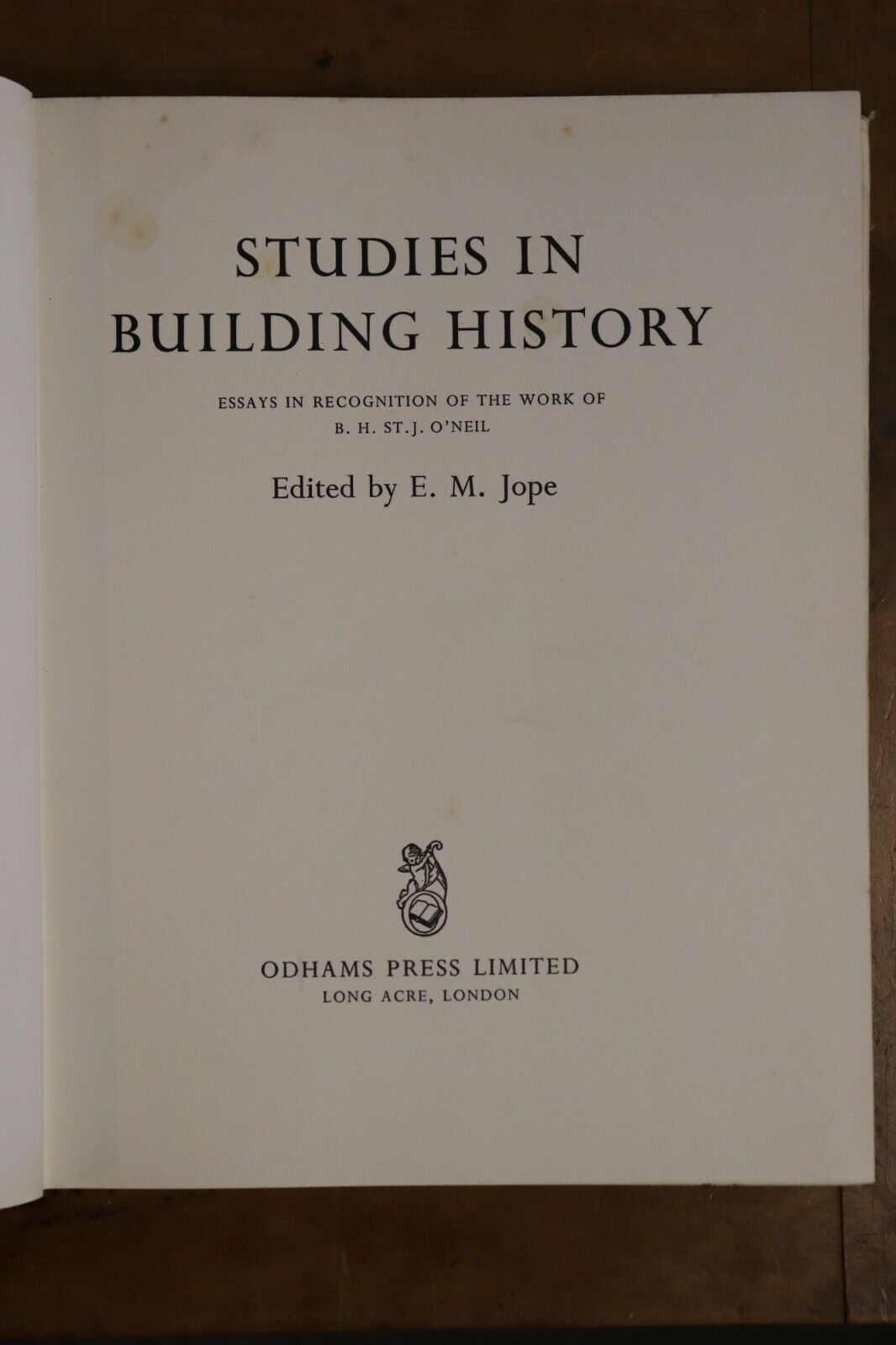Studies In Building History - 1961 - Rare 1st Edition Architecture Book