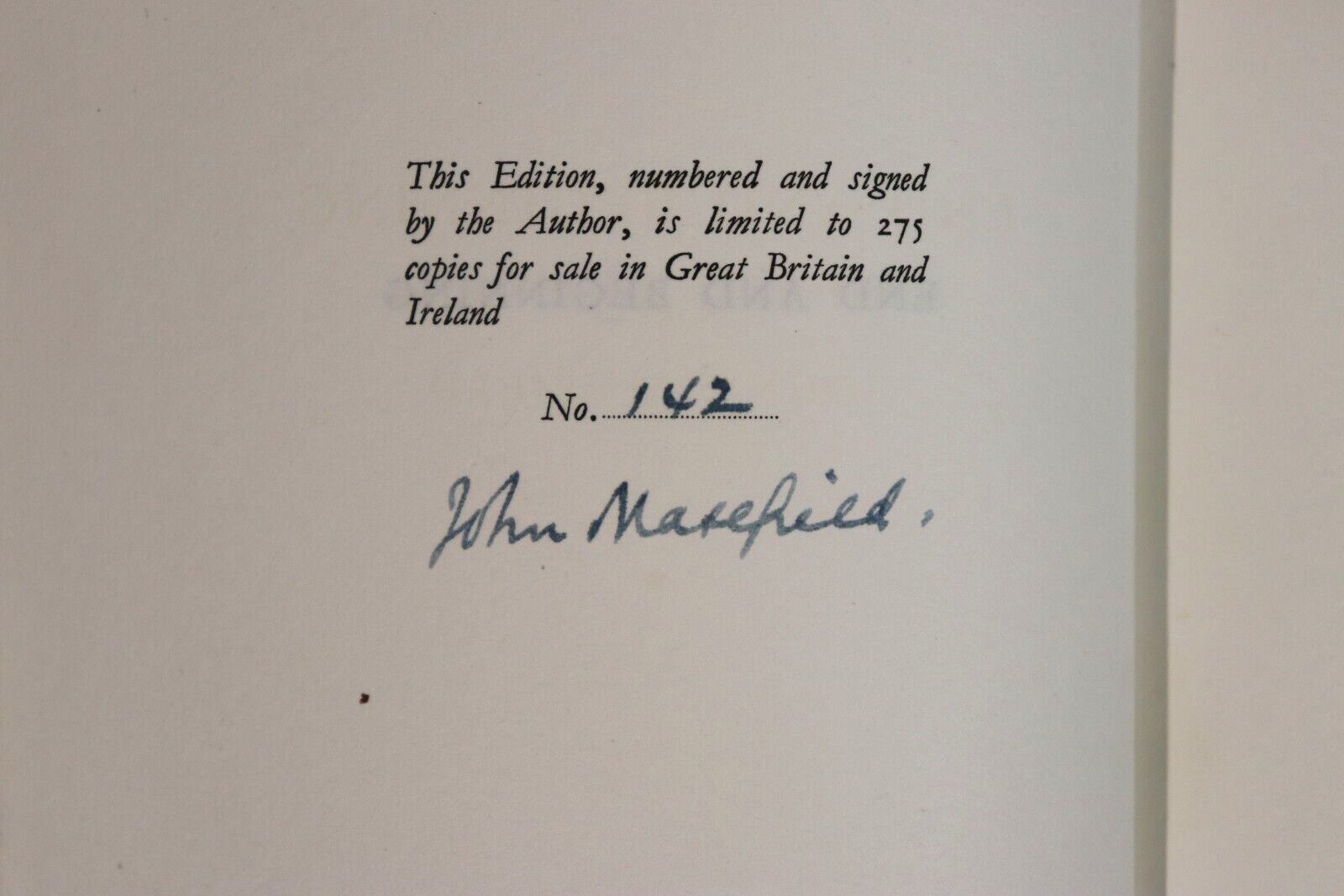 End & Beginning by John Masefield - 1933 - Ltd Ed. Signed by Author Book