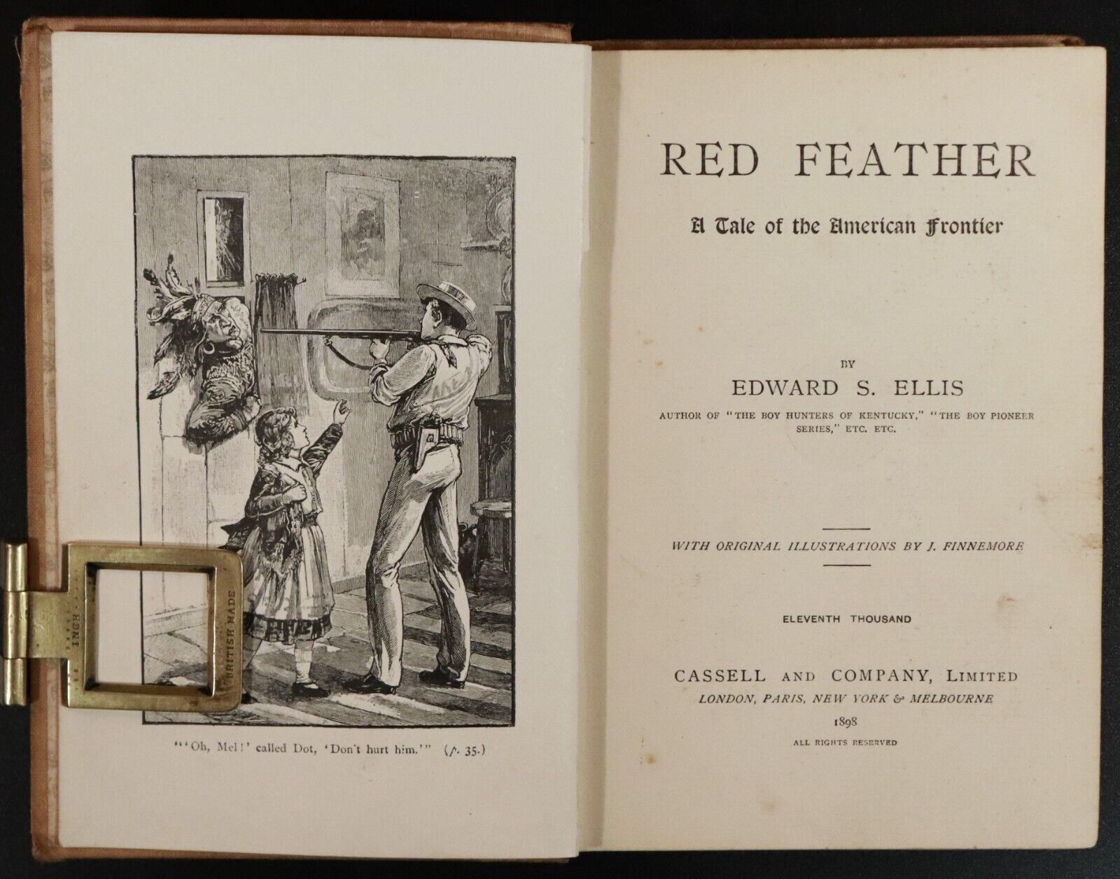 1898 Red Feather: American Frontier by Edward S. Ellis Antique Fiction Book - 0