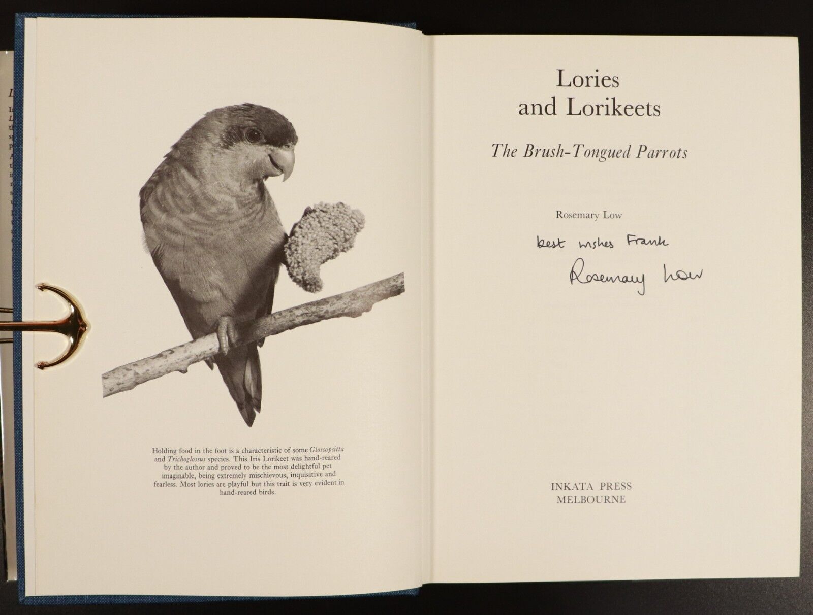 1978 Lories & Lorikeets by Rosemary Low Bird Reference Book Signed 1st Edition