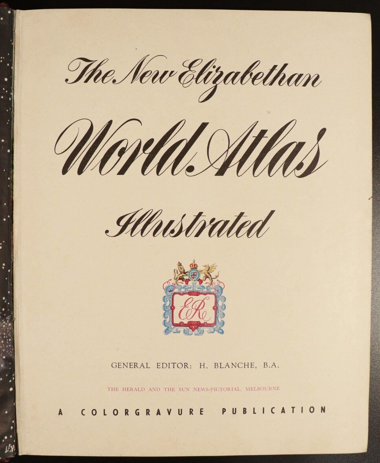 c1950 The New Elizabethan World Atlas Illustrated Vintage Atlas Book Colour Maps