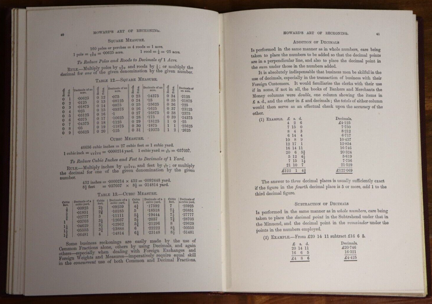 1900 Howard's Art Of Reckoning Antique Financial Reference Book