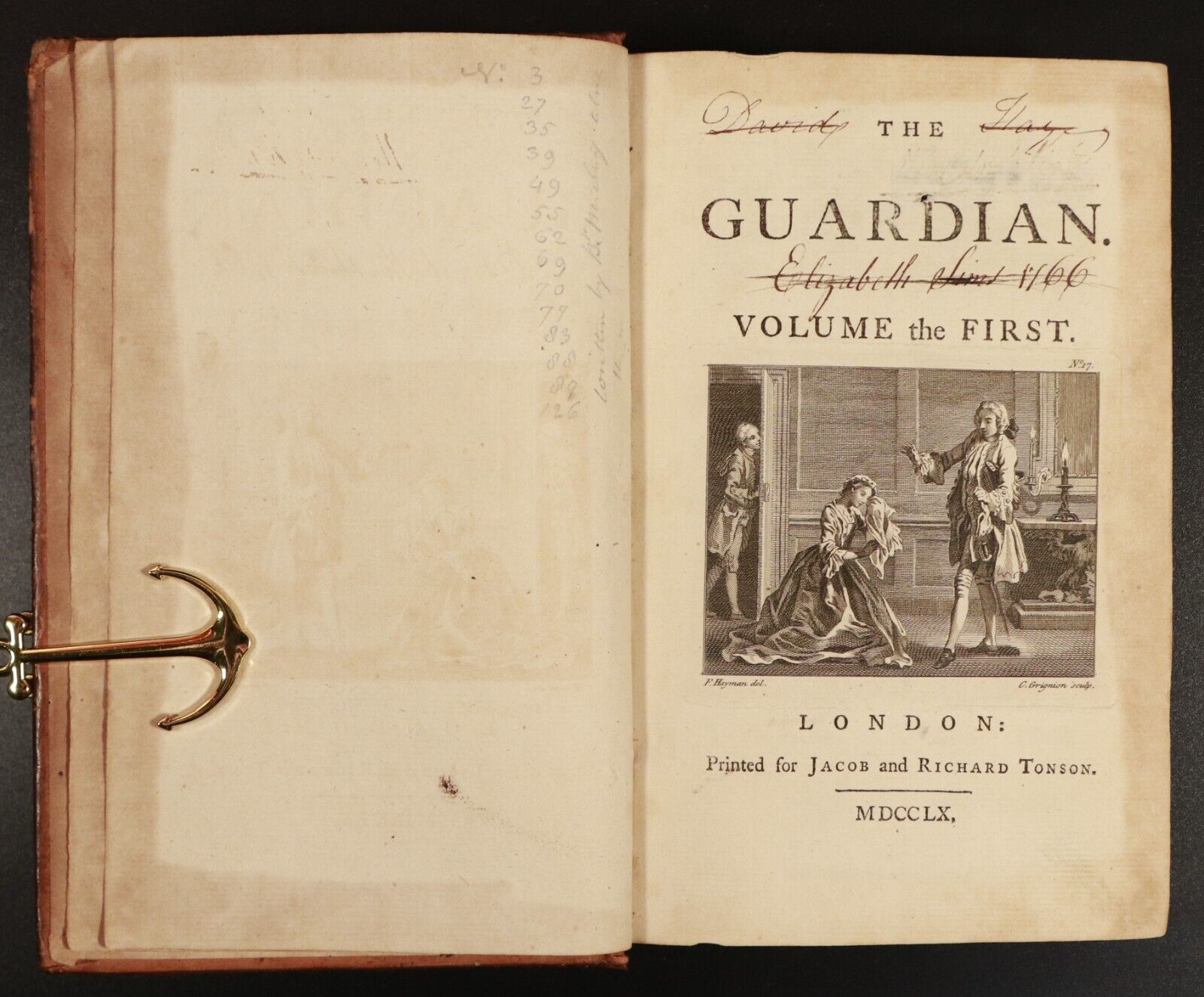 1760 2vol The Guardian by Addison & Steele Antiquarian British History Book Set