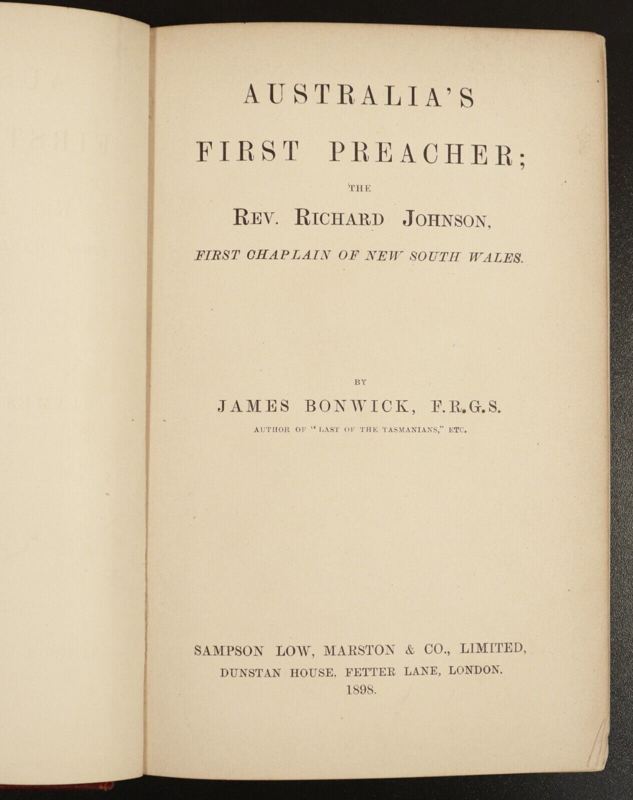 1898 Australia's First Preacher Richard Johnson Antique Australian History Book - 0