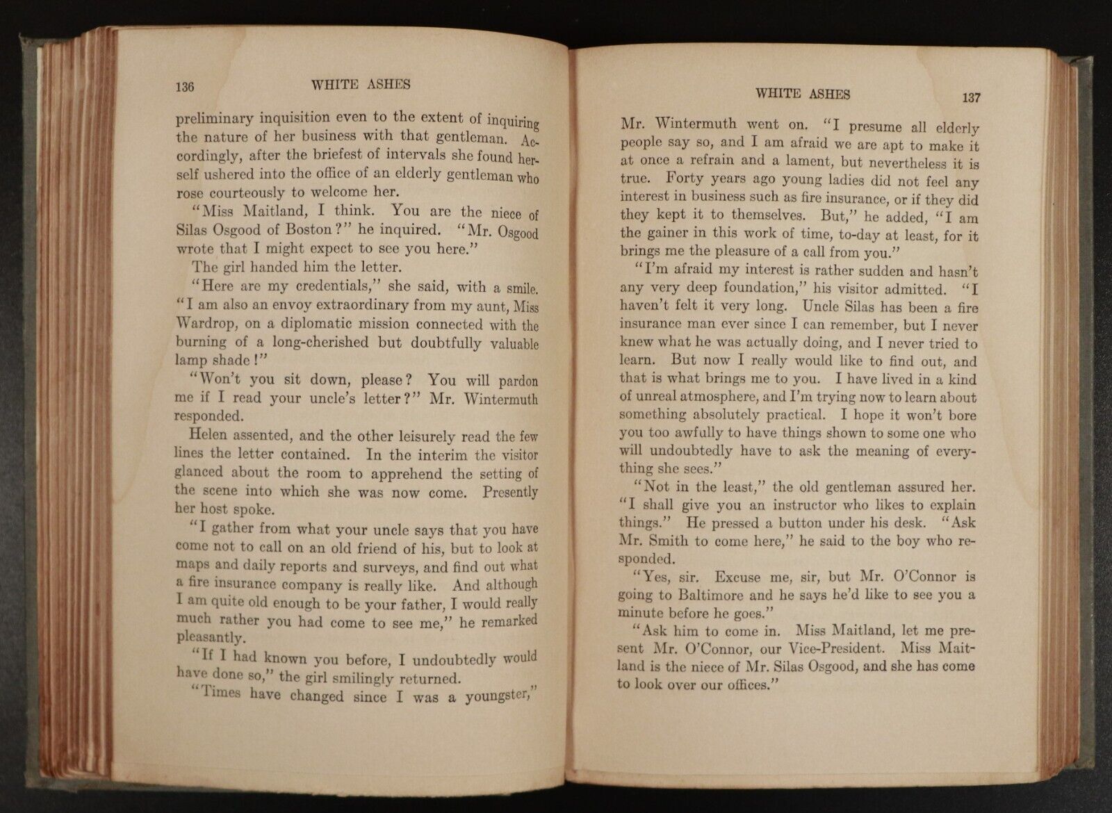 1912 White Ashes by S.R. Kennedy & A.C. Noble Antique American Fiction Book