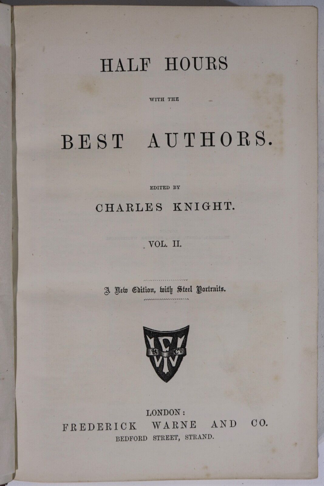 Half Hours With The Best Authors by C. Knight - c1875 - Antique Literary Book