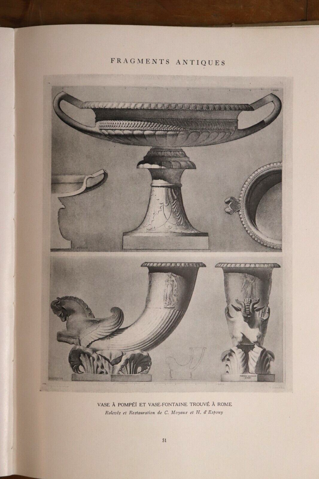 1923 D'Espouy: Fragments D'Architecture Antique 1st Edition Reference Book