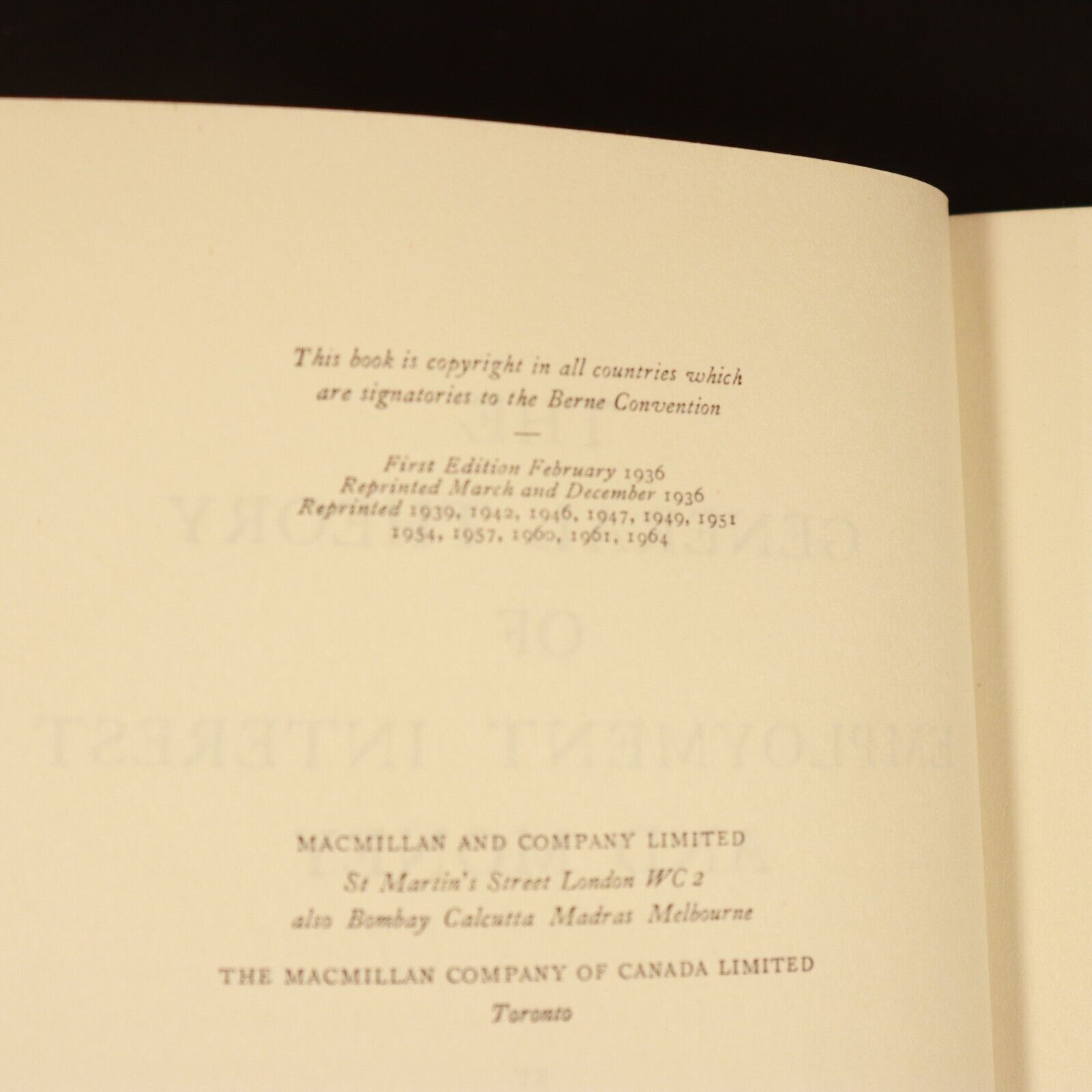 1964 General Theory Of Employment Interest & Money J.M. Keynes Economics Book