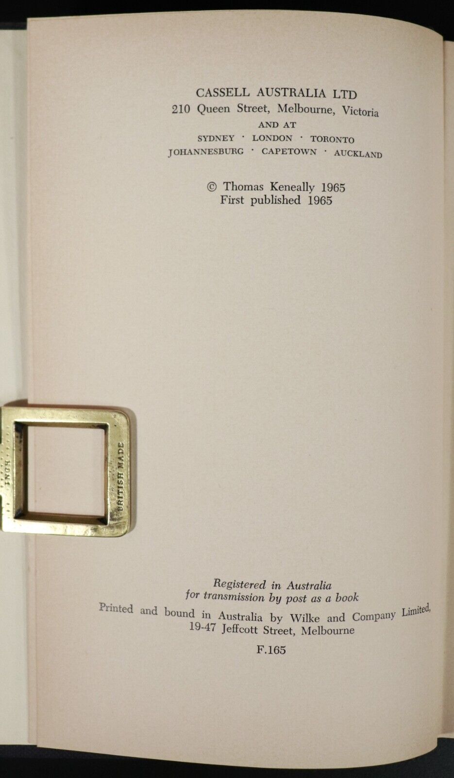 1965 The Fear by Thomas Keneally 1st Edition Australian Fiction Book