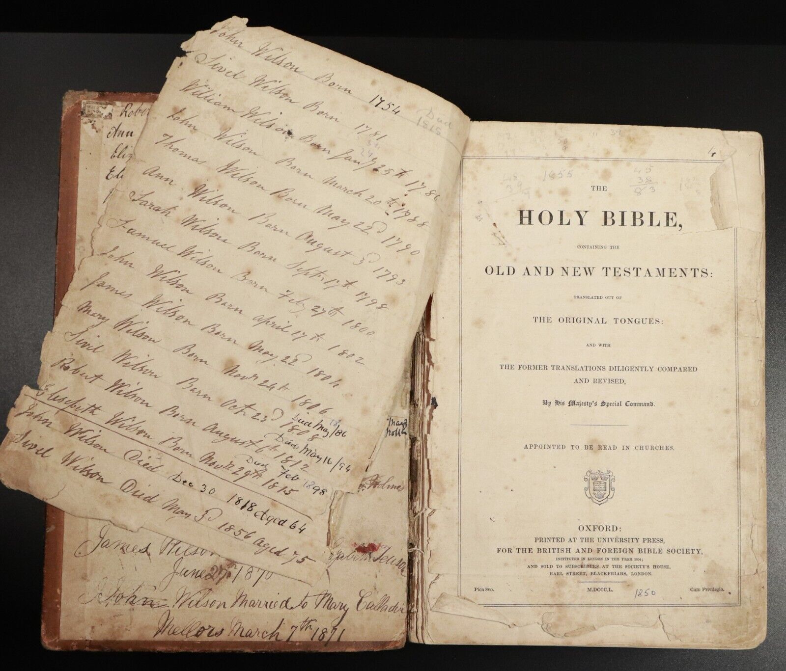 1850 Prince James Holy Bible Antiquarian Religious Book Suit Rebind