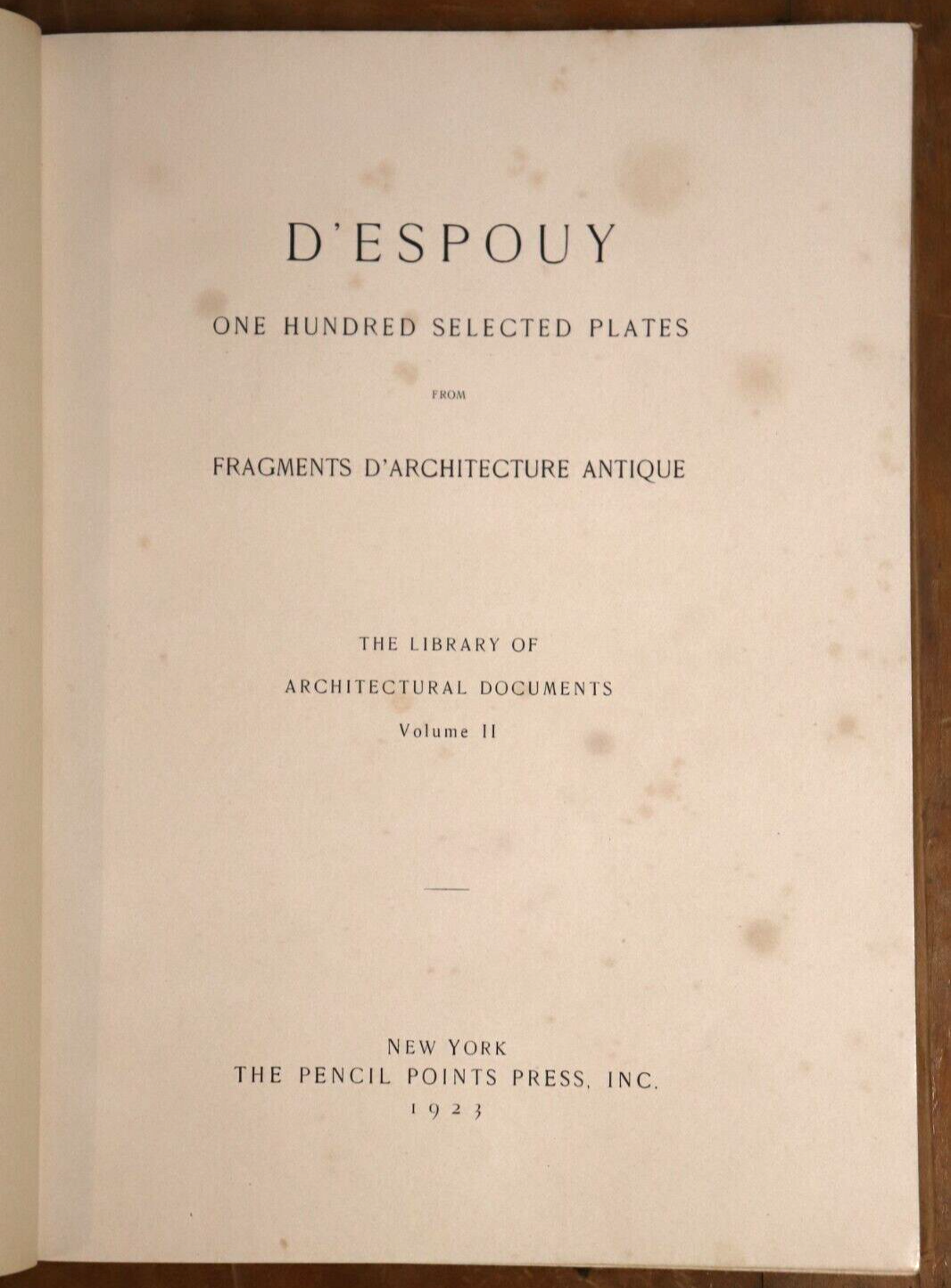 1923 D'Espouy: Fragments D'Architecture Antique 1st Edition Reference Book - 0