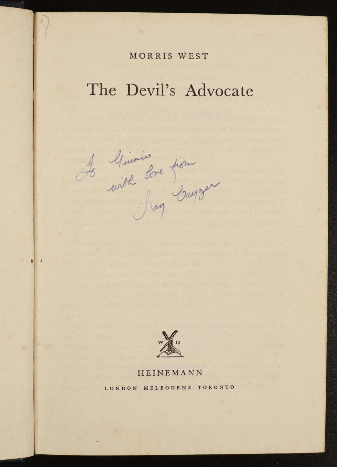 1959 The Devil's Advocate by Morris West 1st Edition Australian Fiction Book - 0