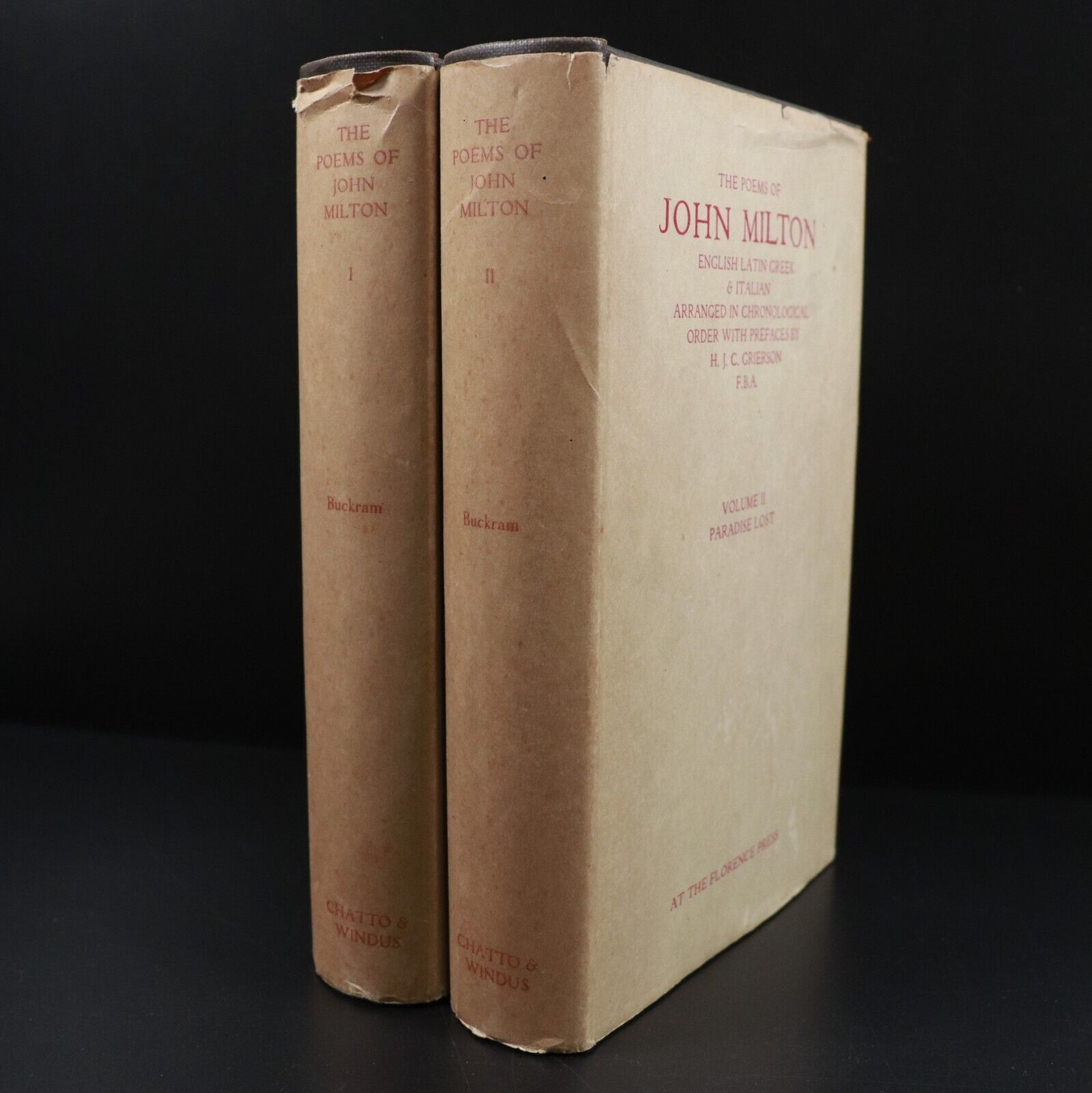 1925 2vol The Poems Of John Milton Antique British Poetry Book Set Pages Uncut