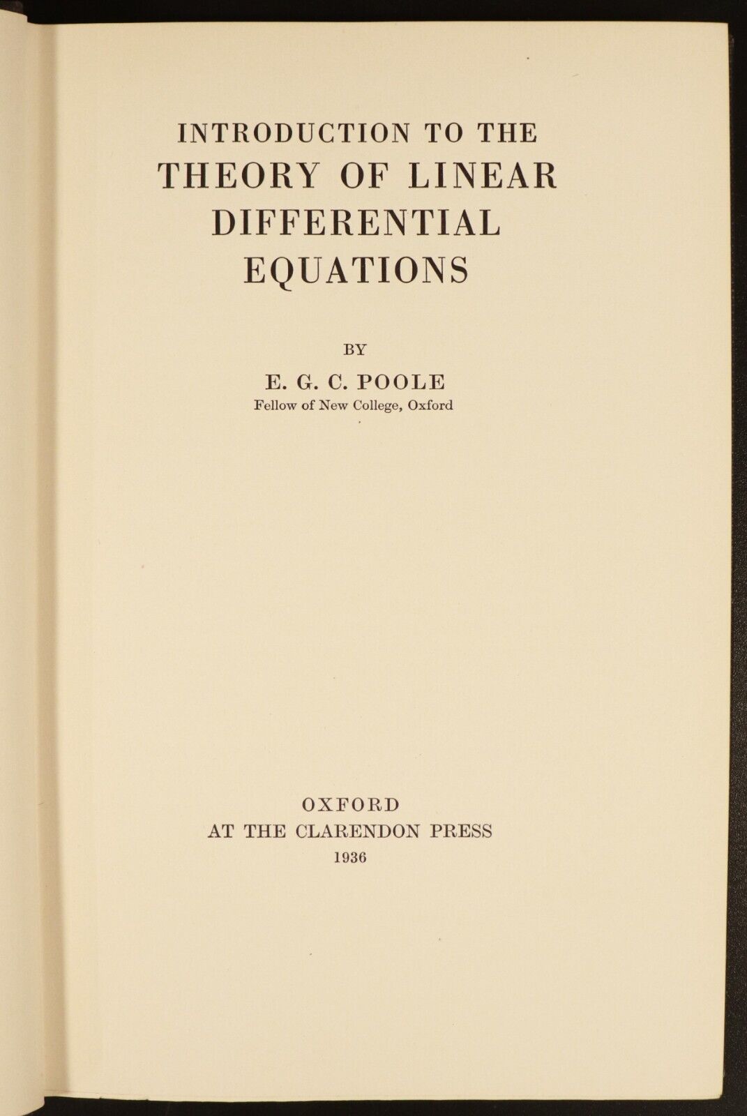 1936 Theory Of Linear Differential Equations Vintage Mathematical Reference Book - 0