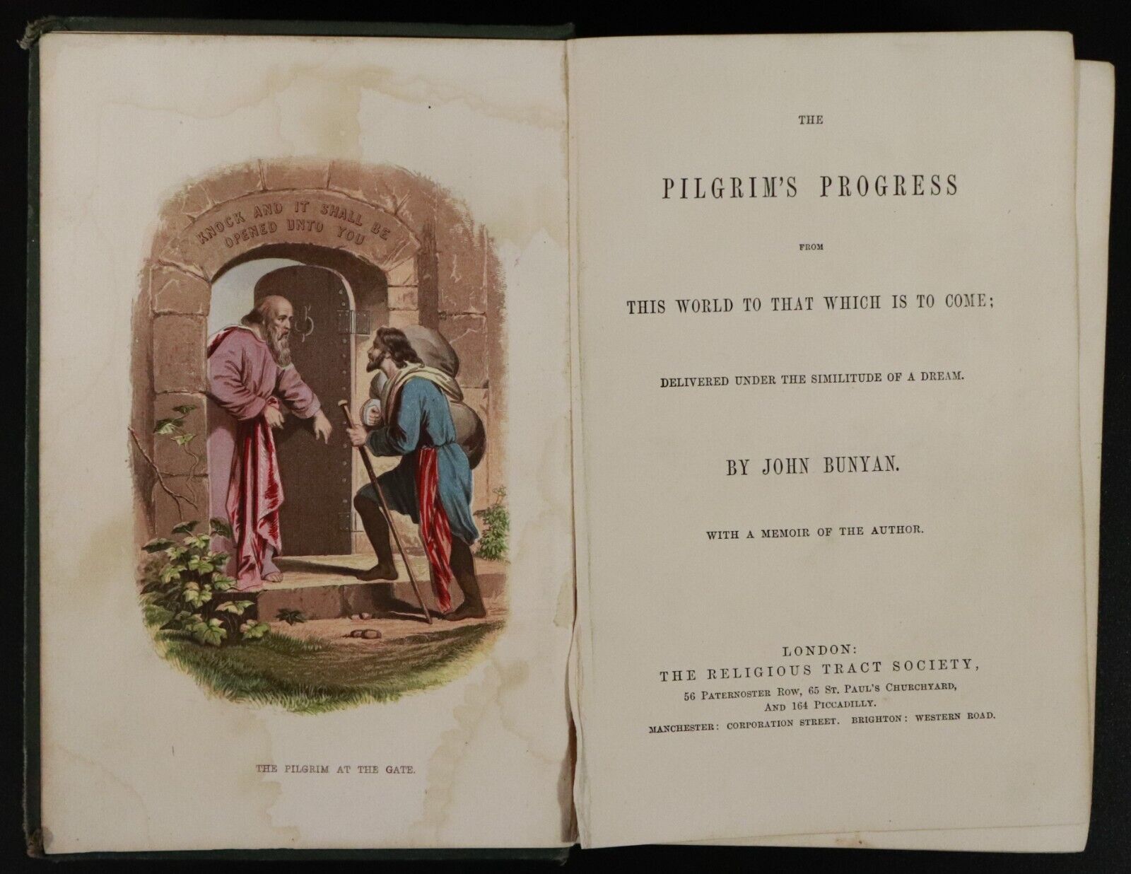 c1895 The Pilgrim's Progress by John Bunyan Illustrated Antique Theology Book - 0