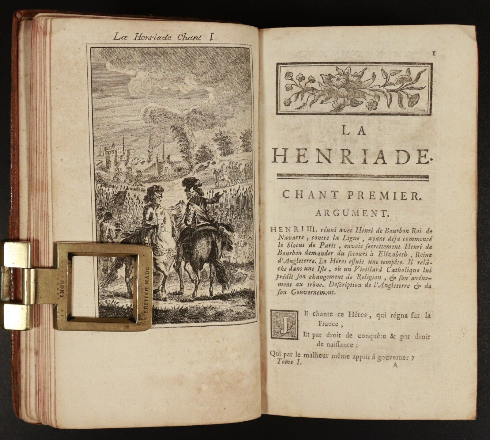 1762 La Henriade Par Monsieur De Voltaire Antiquarian French Poetry Book
