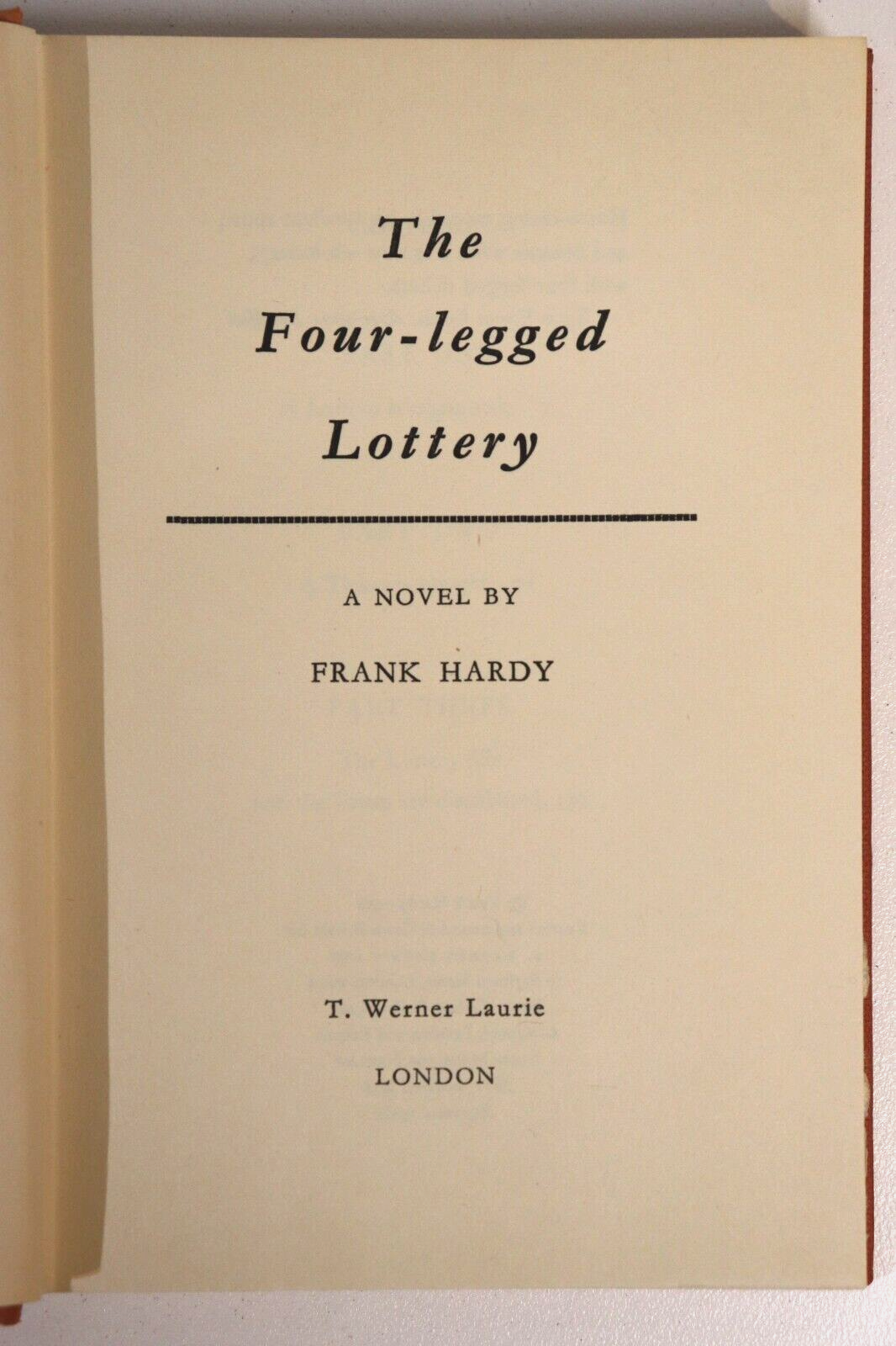 1958 The Four-Legged Lottery by Frank Hardy Australian Fiction Book - 0