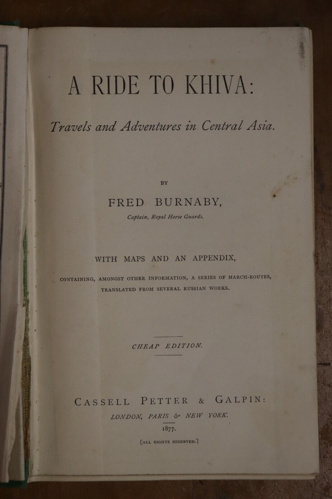 A Ride To Khiva by Fred Burnaby - 1877 - Antique Book - Russia Central Asia