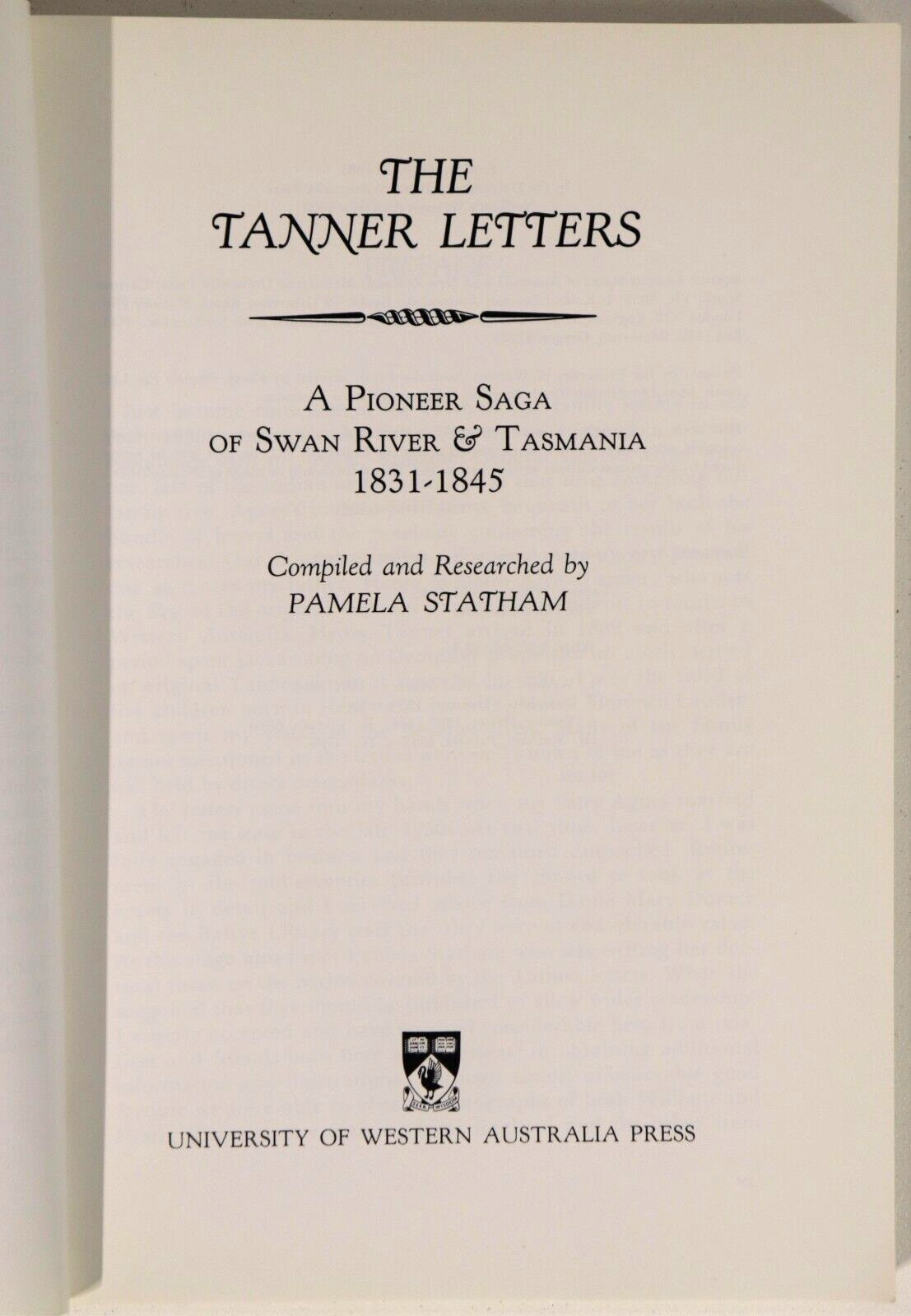 The Tanner Letters by Pamela Statham - 1981 - Australian Colonial History Book - 0