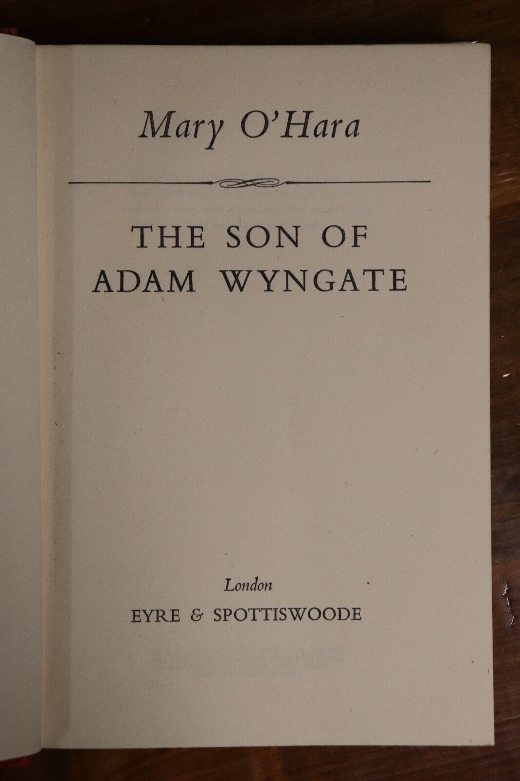 The Son Of Adam Wyngate by Mary O'Hara - 1952 - Vintage Fiction Book - 0
