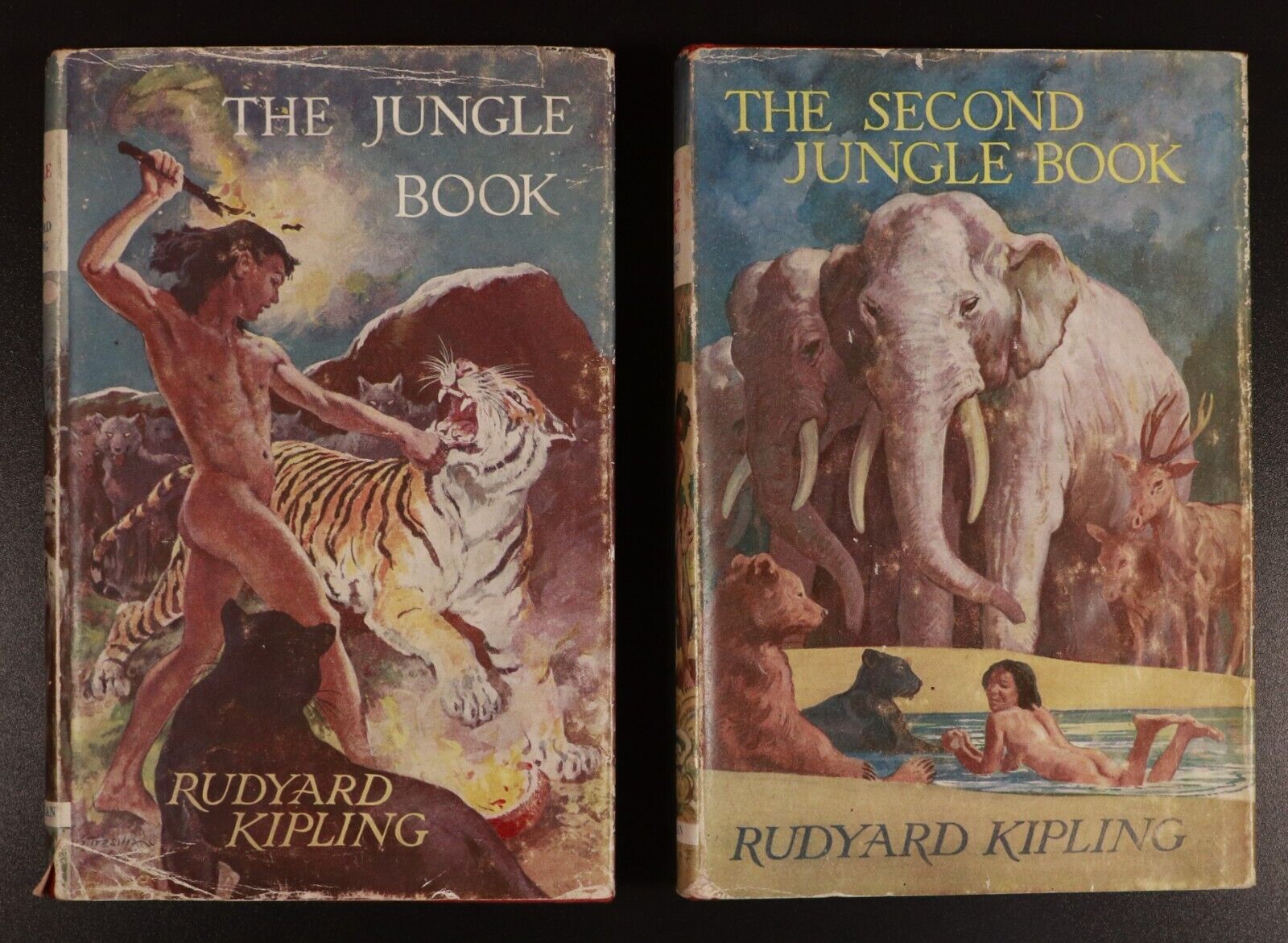 1965 2vol The Jungle Book & Second Jungle Book by Rudyard Kipling Fiction Books