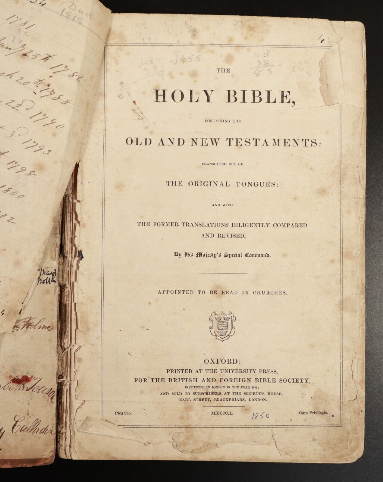 1850 Prince James Holy Bible Antiquarian Religious Book Suit Rebind