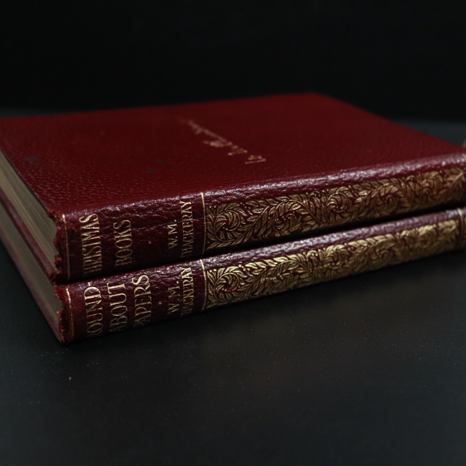 c1910 2vol Christmas Books & Round About Papers by W.M. Thackeray Antique Books