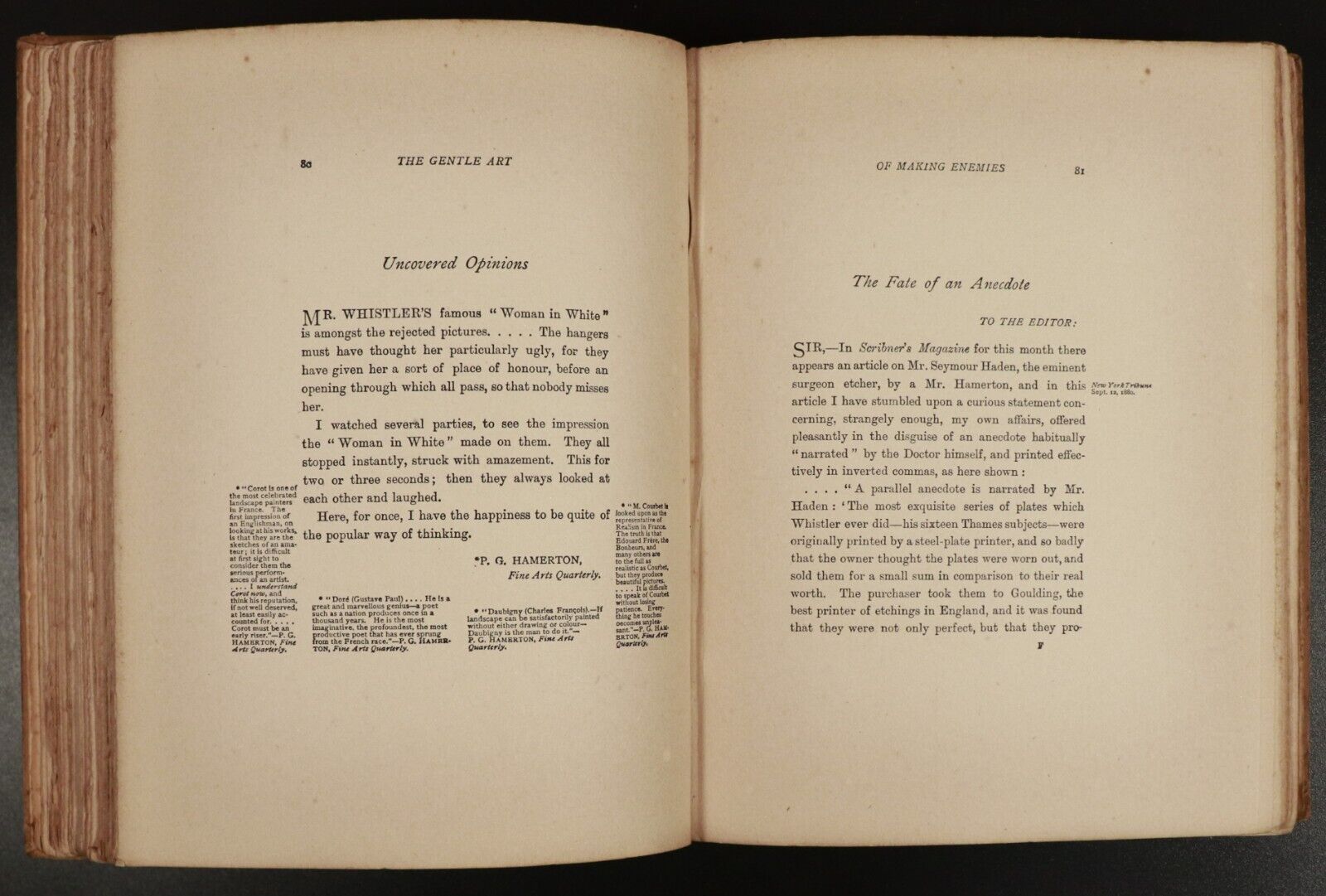 1919 The Gentle Art Of Making Enemies J.M. Whistler Antique Art History Book