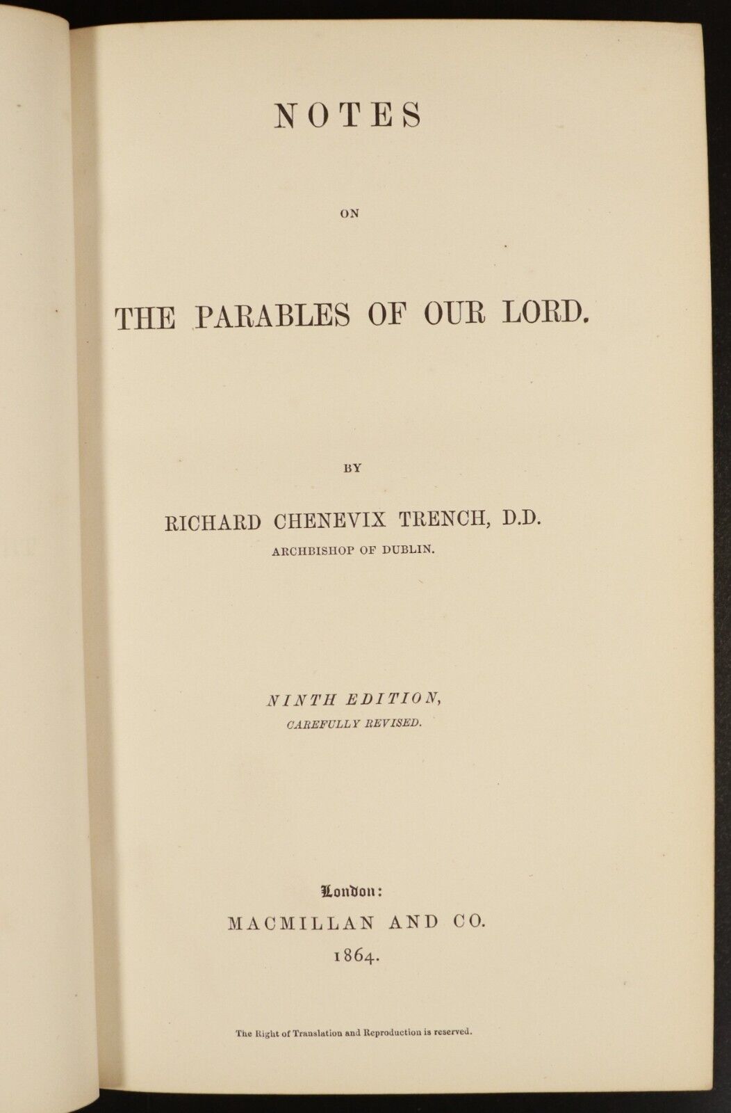 1864 Notes On The Parables Of Our Lord by R.C. Trench Antiquarian Theology Book - 0