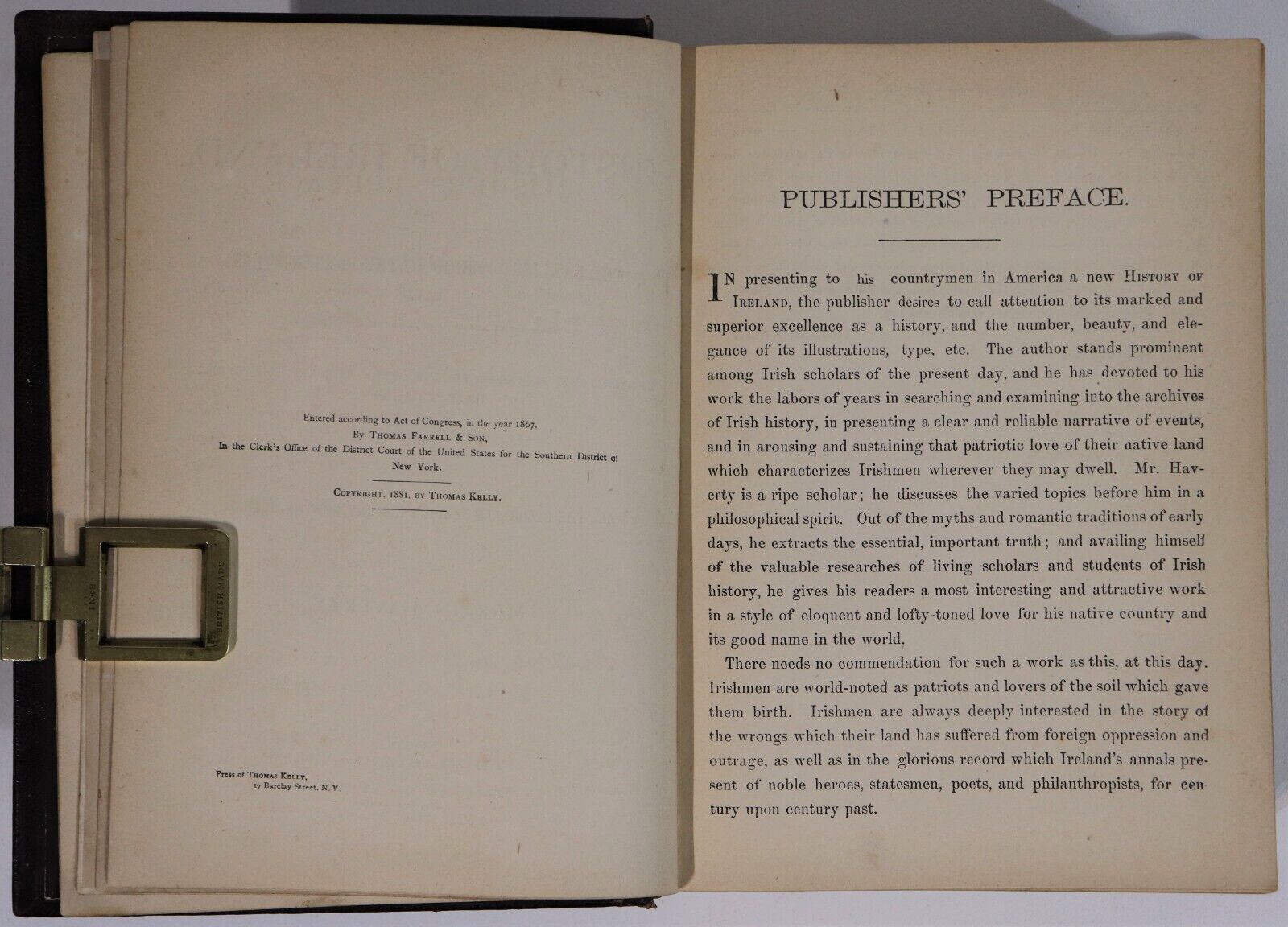 1882 The History Of Ireland by Martin Haverty Antiquarian Irish History Book