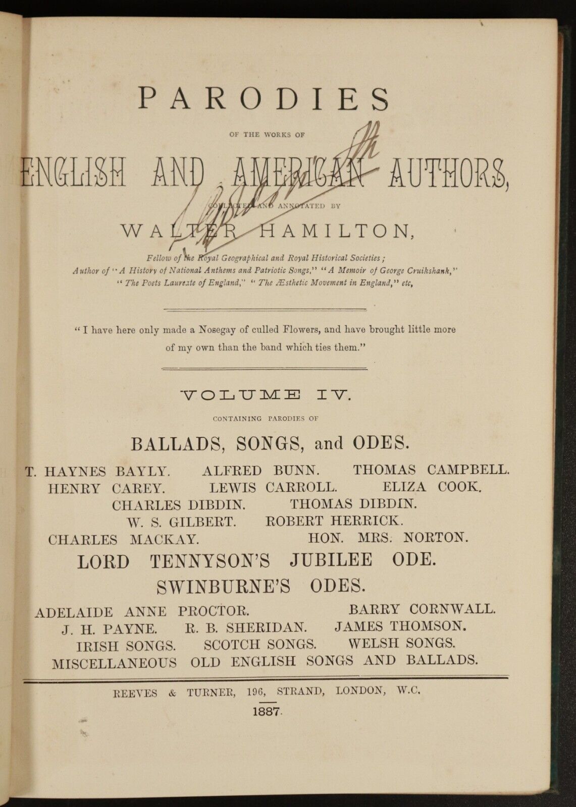 1884 4vol Parodies Of English & American Authors Antiquarian Literature Books