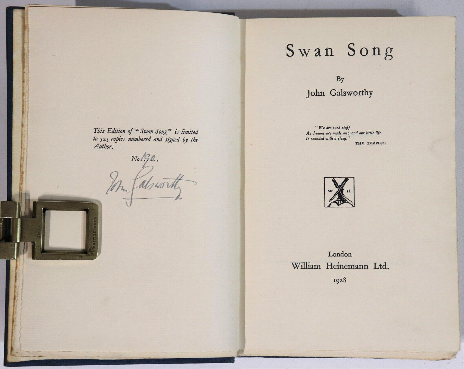 Swan Song by John Galsworthy - 1928 - Ltd Ed. Signed by Author Book - 0