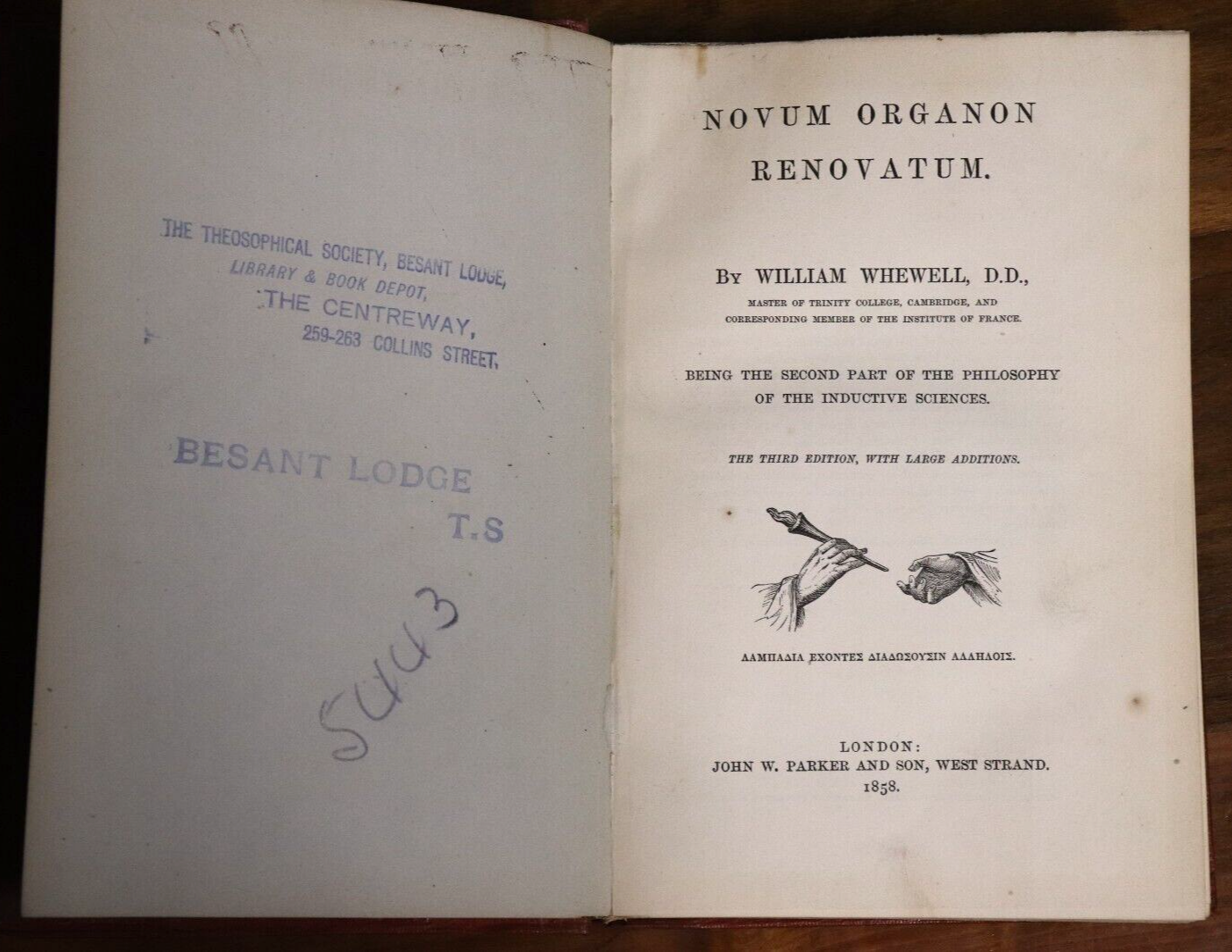 1858 Novum Organon Renovatum by W. Whewell Antiquarian Science Book - 0
