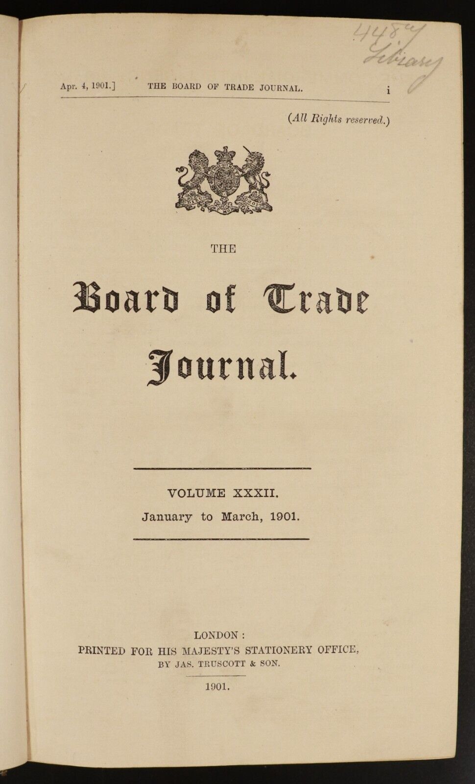 1900 4vol The Board Of Trade Journal Antiquarian British Government History Book