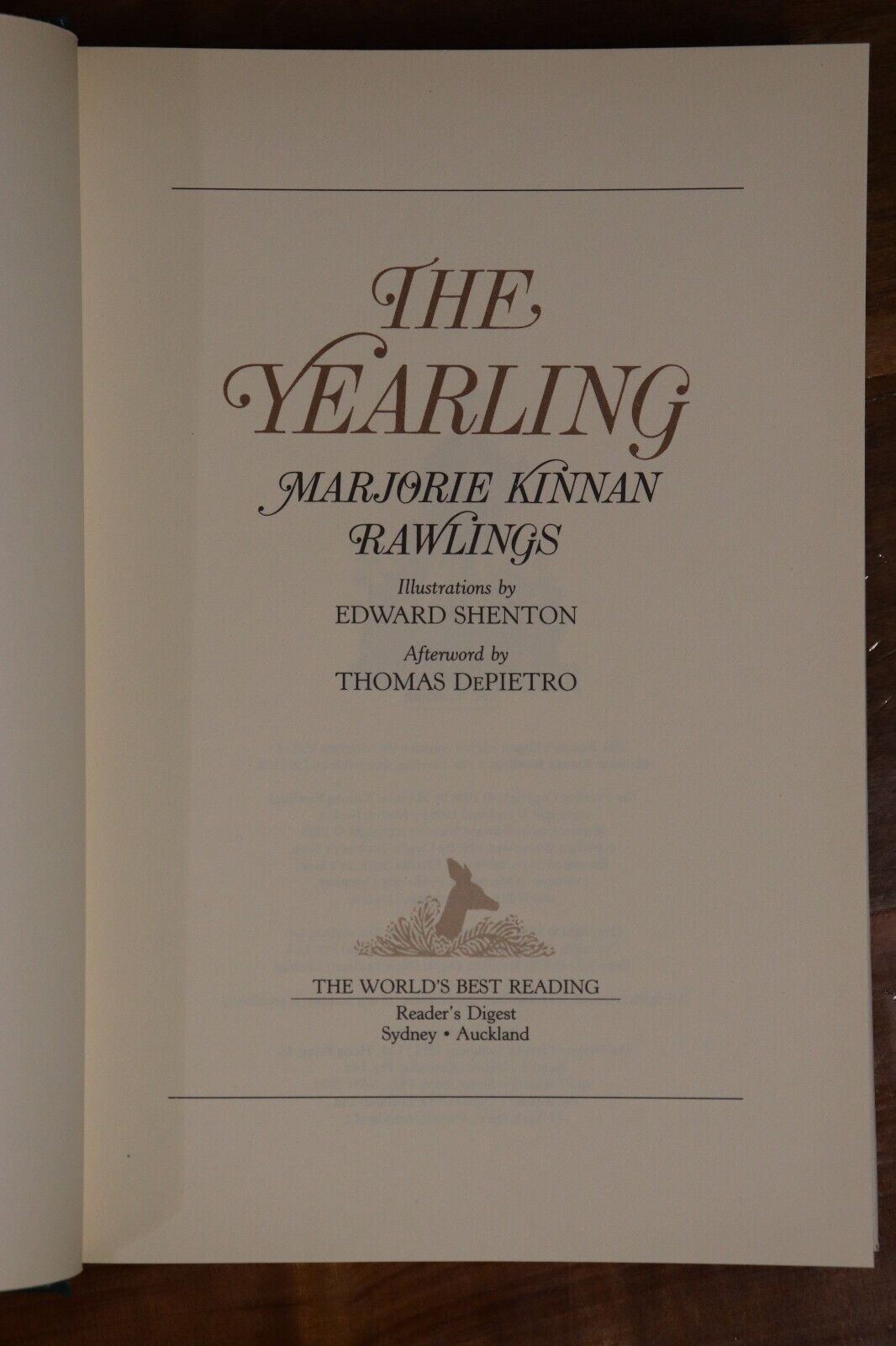 The Yearling by M Kinnon Rawlings - 1994 - Readers Digest Literature Book