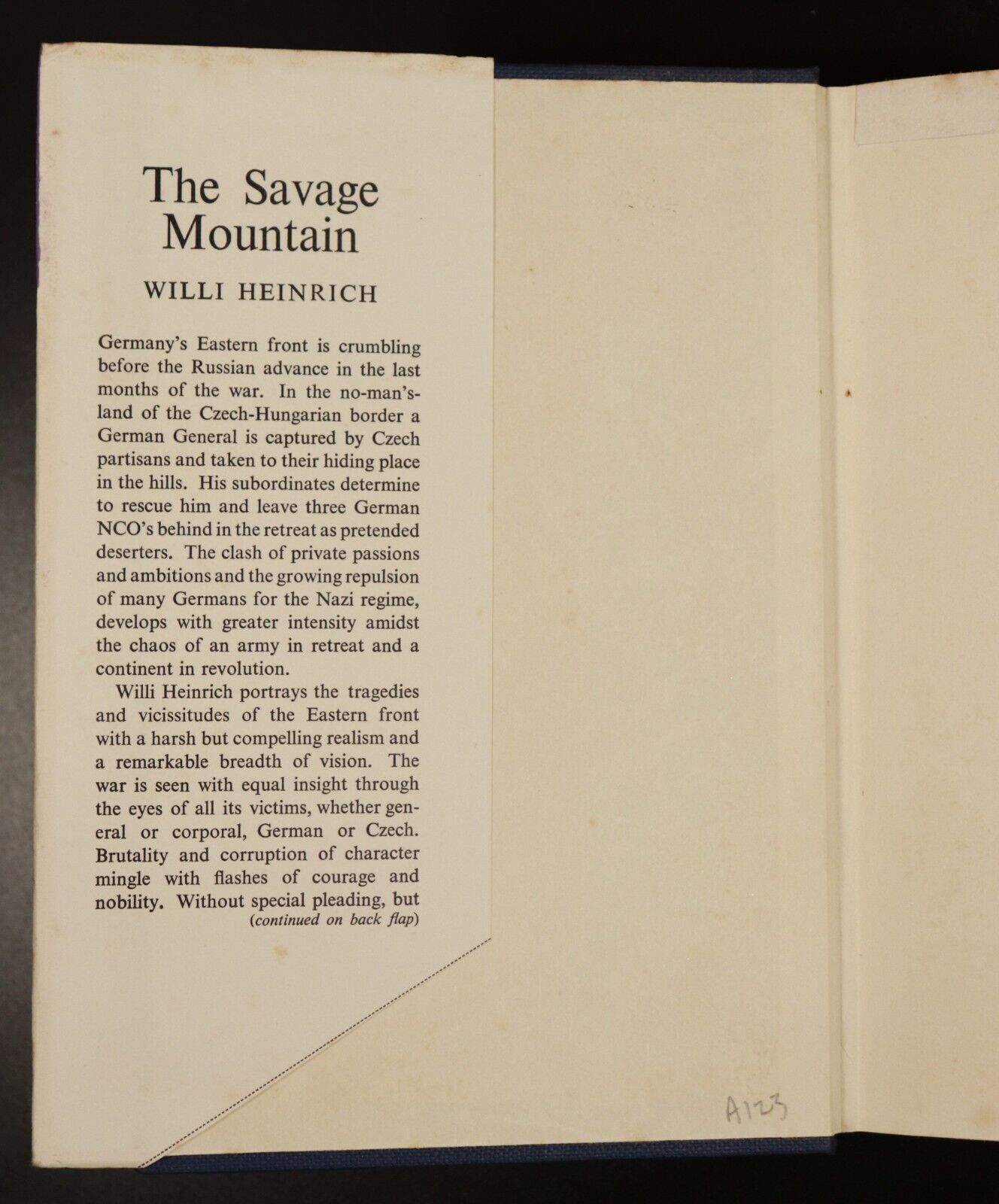 1958 The Savage Mountain by Willi Heinrich Vintage Military Fiction Book