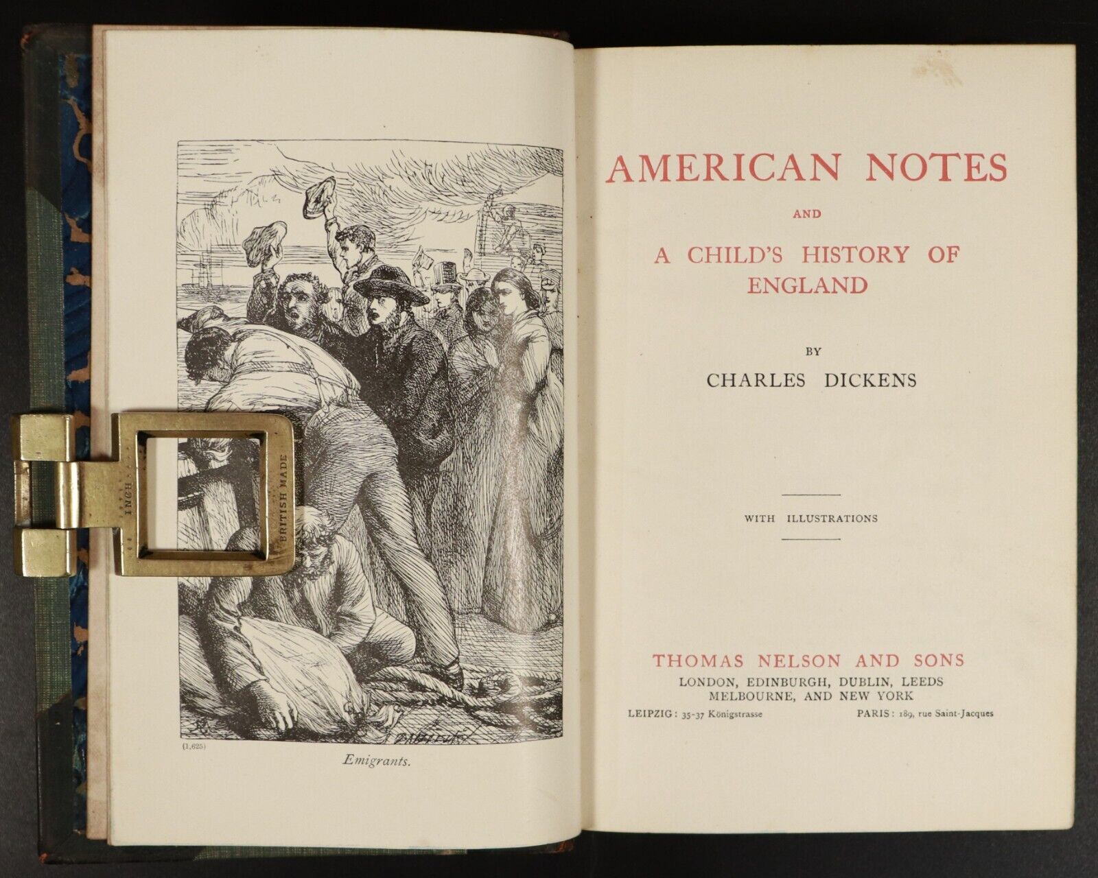 c1912 American Notes & History Of England by Charles Dickens Antique Book