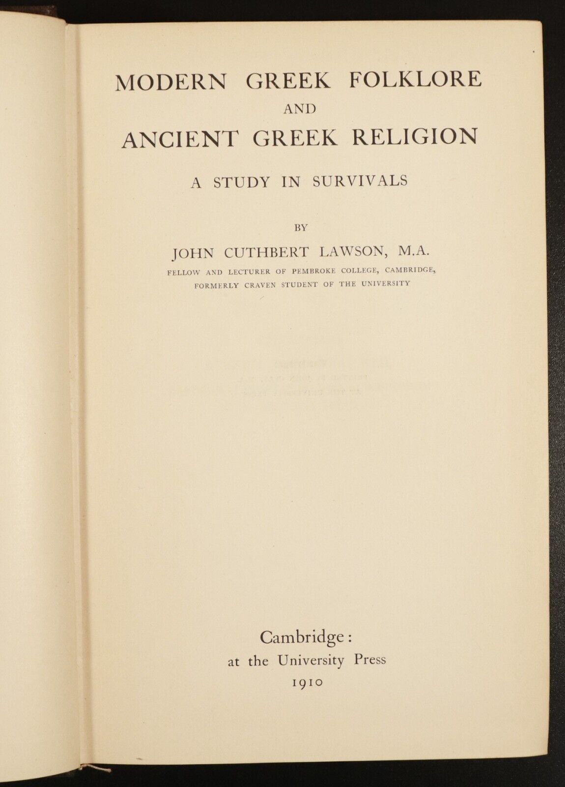 1910 Modern Greek Folklore & Ancient Greek Religion Antique History Book 1st Ed - 0