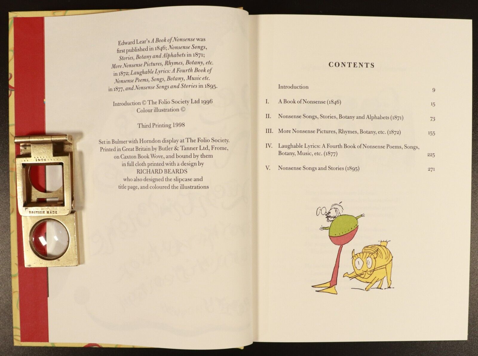 1998 Edward Lear's Complete Book Of Nonsense Folio Society Literature Book