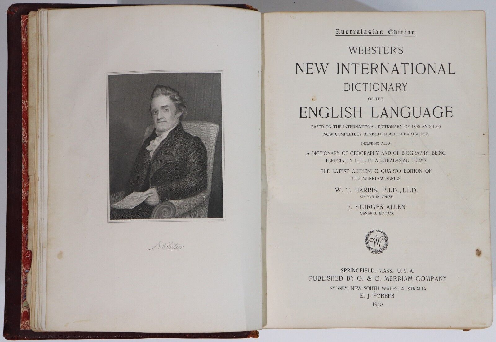 Webster's New International Dictionary: Merriam - 1910 - Antique Reference Book - 0