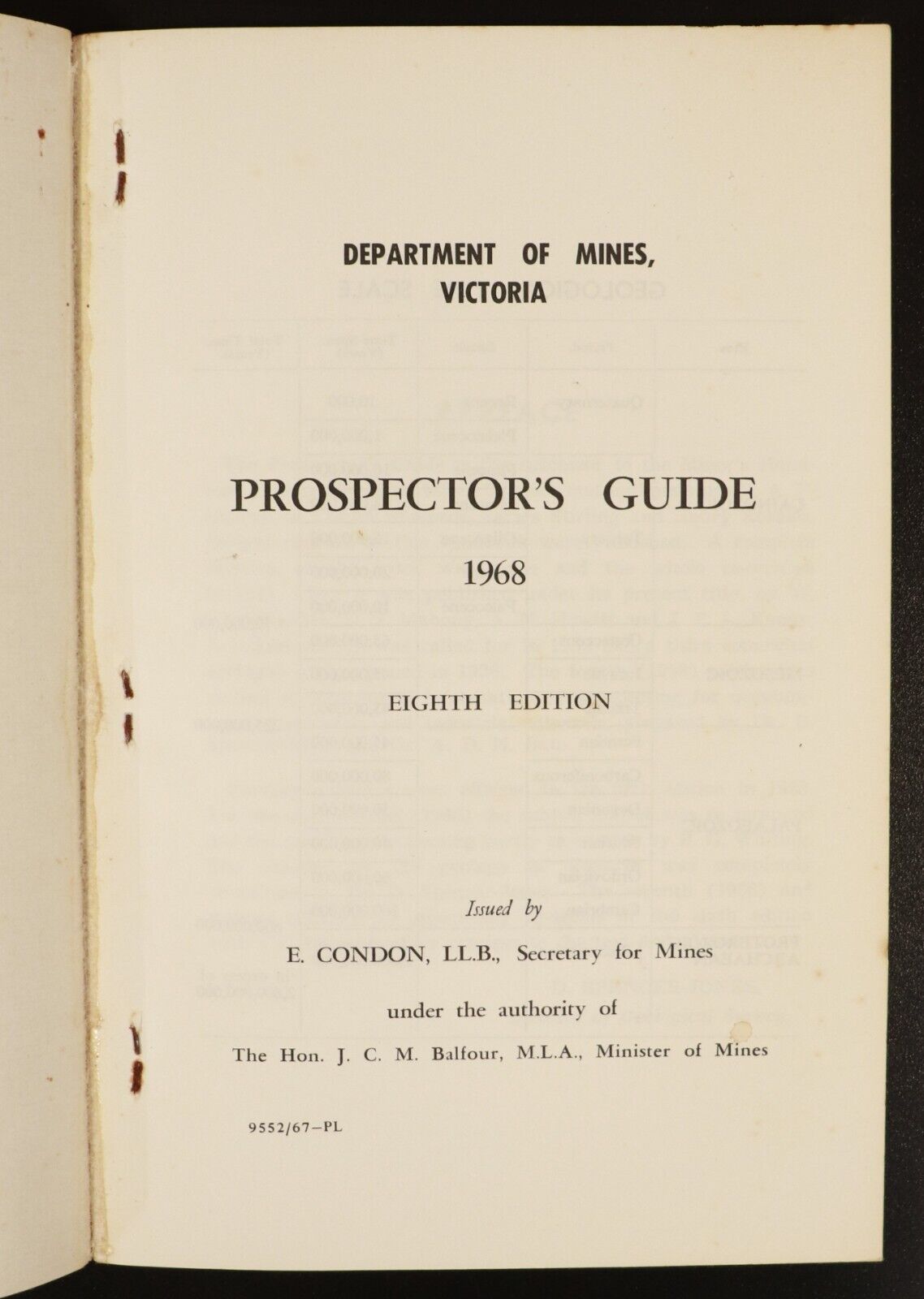 1968 Prospectors Guide Dept Of Mines Victoria Gold Mining Reference History Book - 0