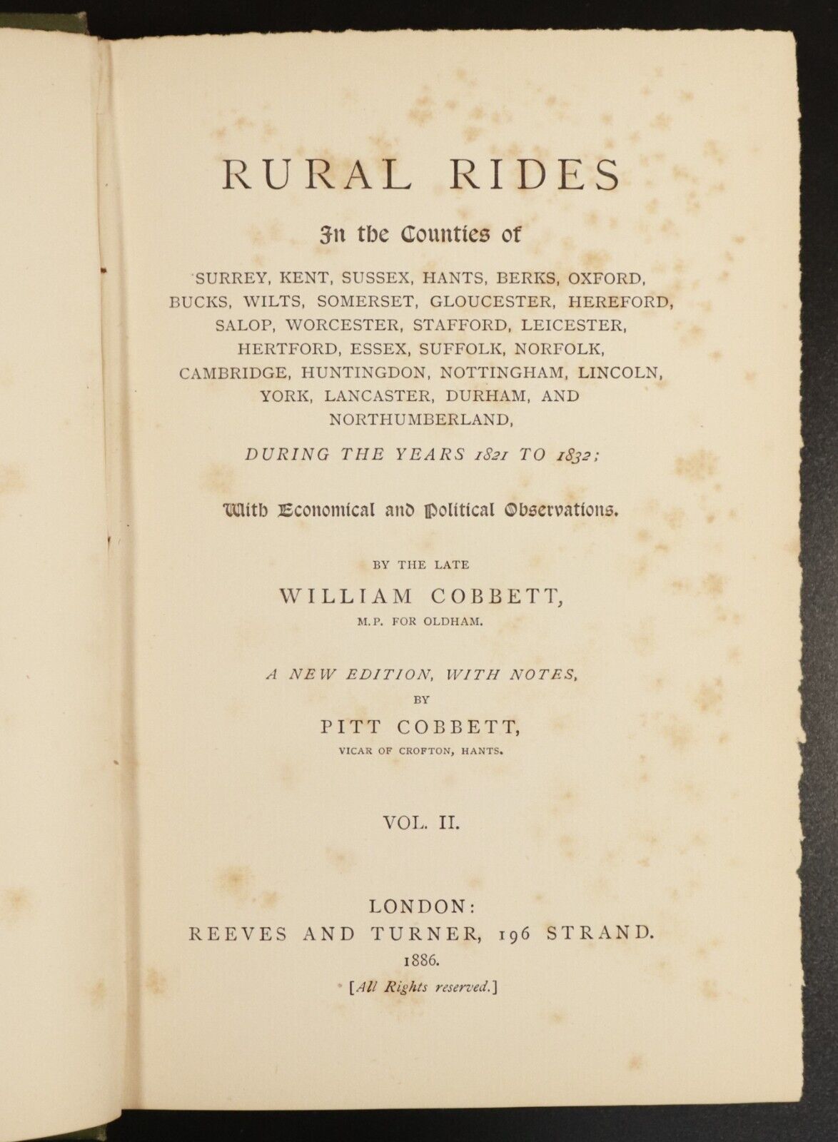 1886 2vol Rural Rides During The Years 1821 to 1832 Antiquarian History Book Set