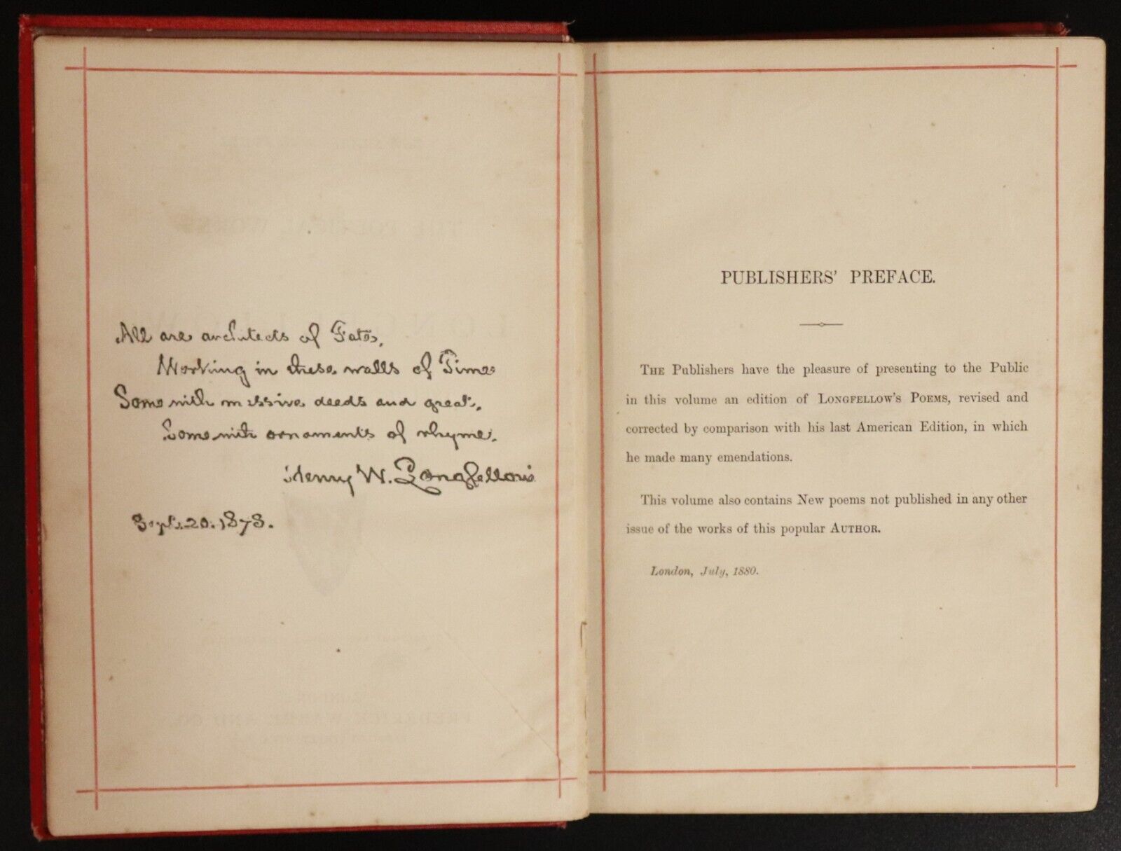 c1880 The Poetical Works Of Henry Longfellow Lansdowne Poets Antiquarian Book