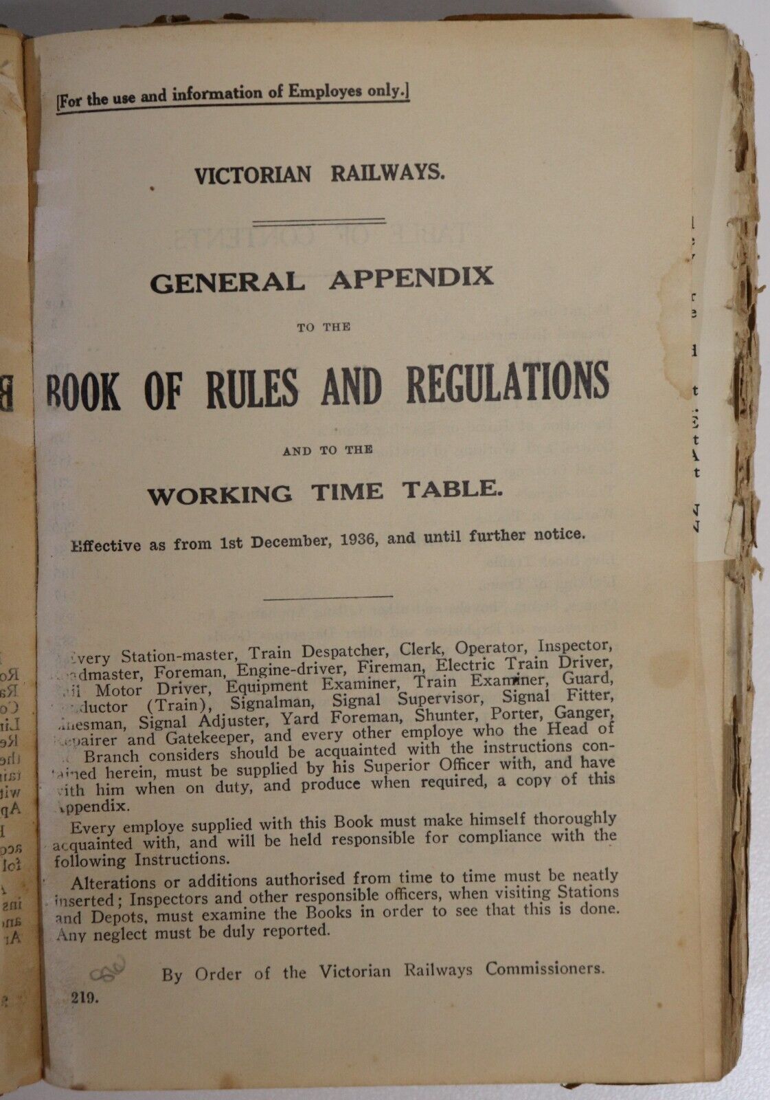Victorian Railways General Appendix - 1936 - Australia Train Books - 0