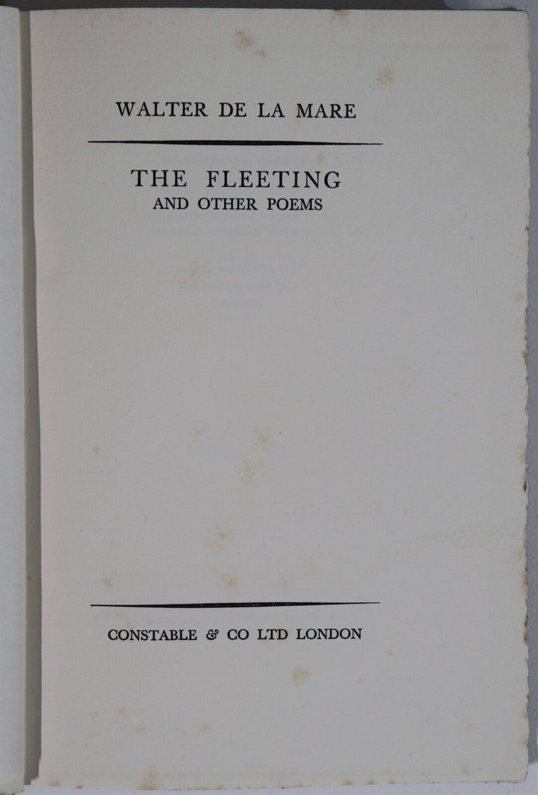 The Fleeting by Walter De La Mare - 1933 - 1st Edition Literature Book - 0